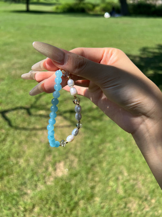 Blue Stone Freshwater Pearl Bracelet