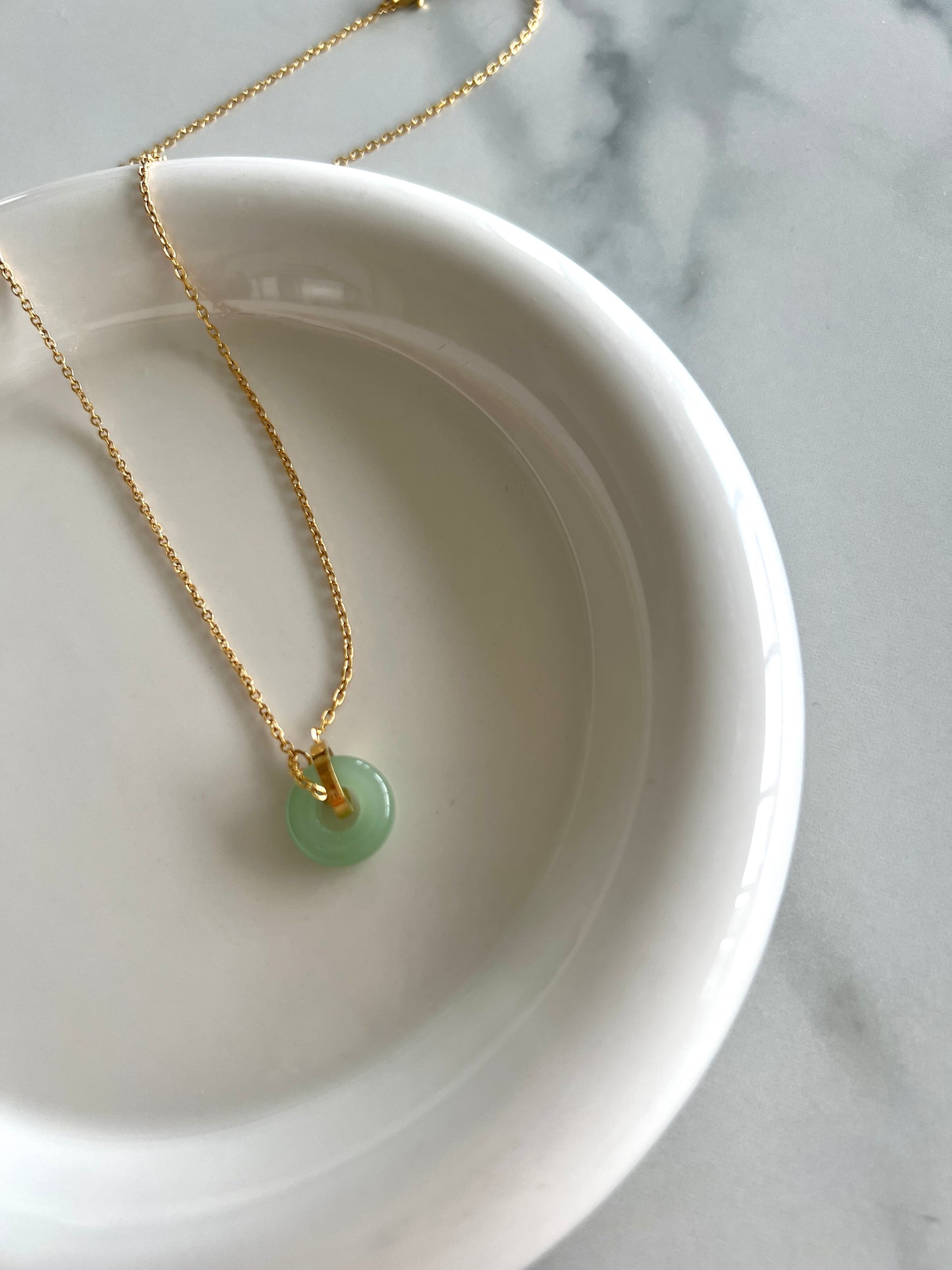 Green Jade Donut Necklace