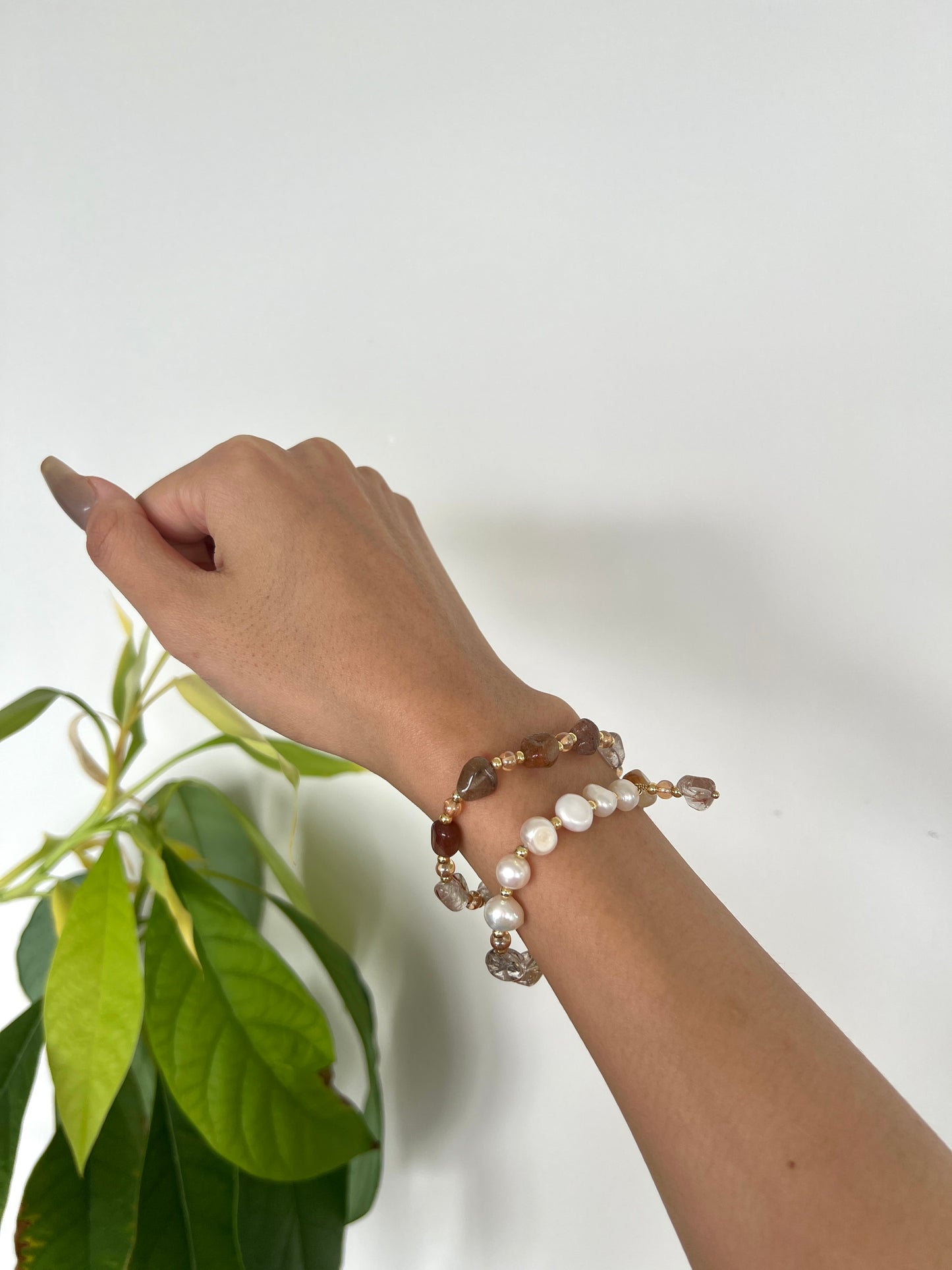 Rose Stone Pearl Bracelet