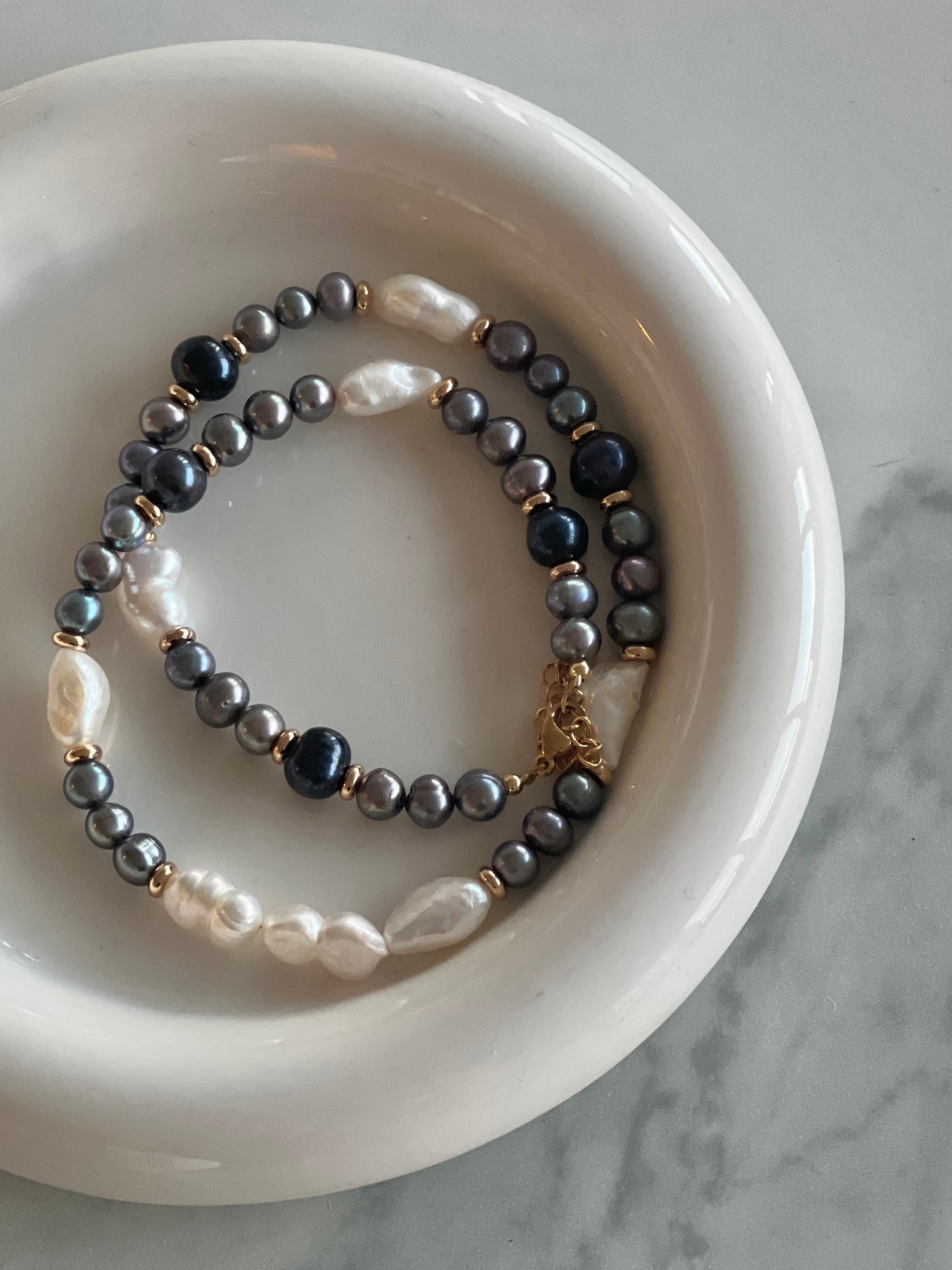 Black & Baroque Pearl Necklace