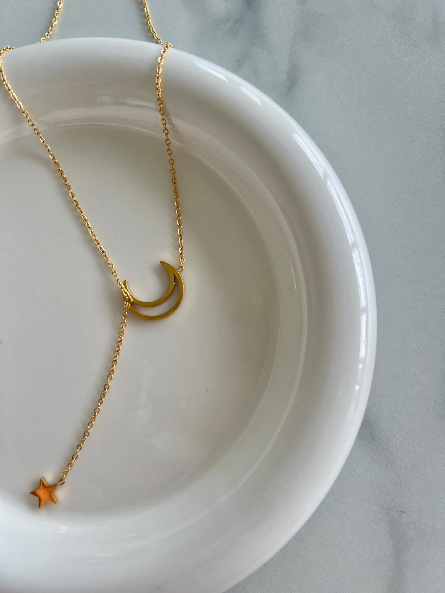 Gold Elegant Moon Star Necklace