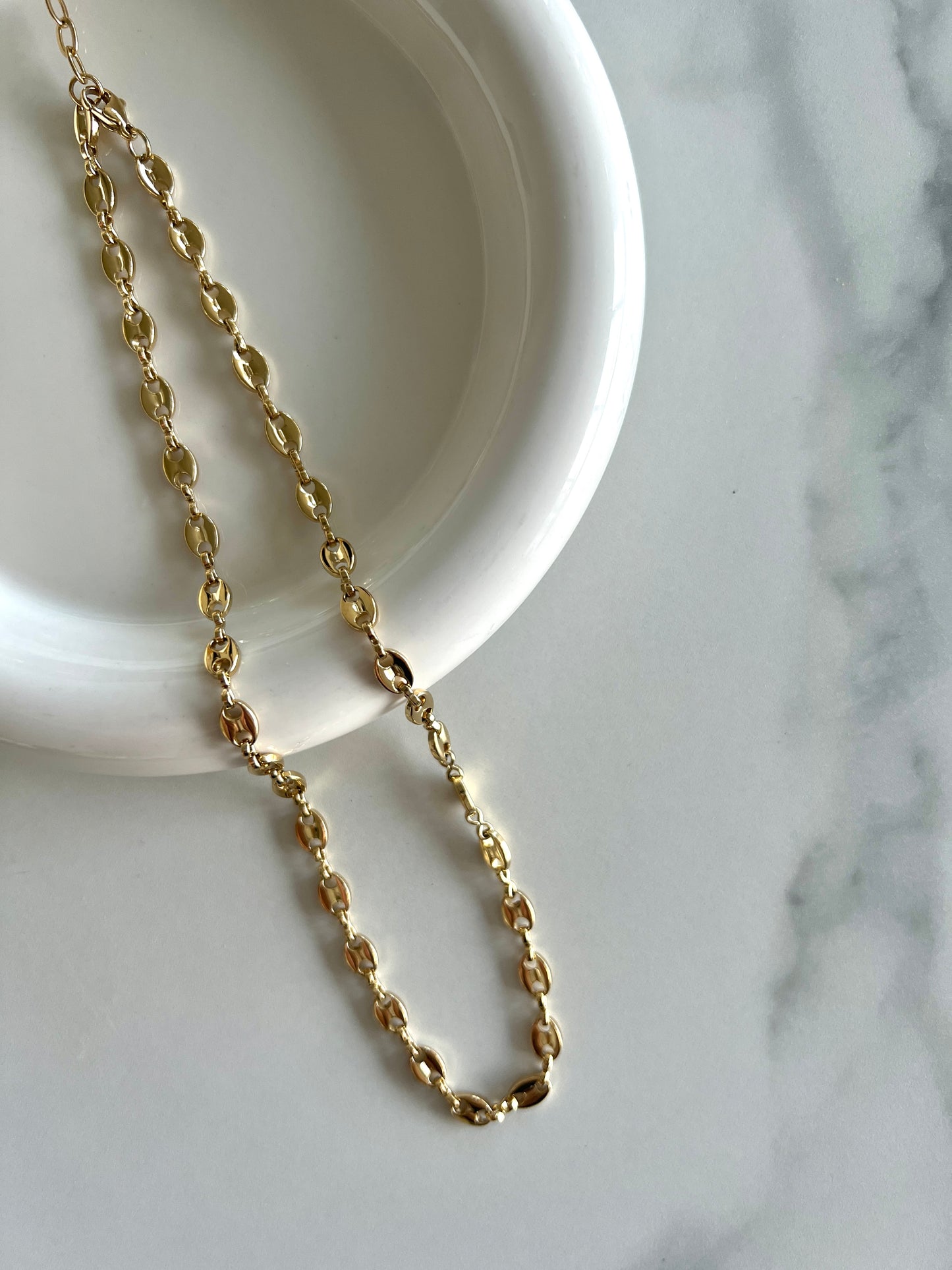 14K Coffee Bean Beaded Necklace