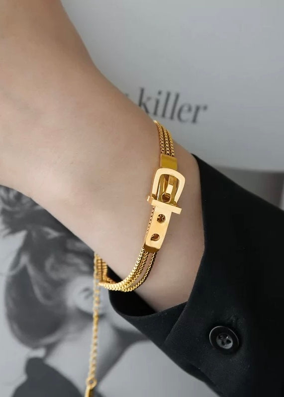 Belt Fastener Golden Bracelet