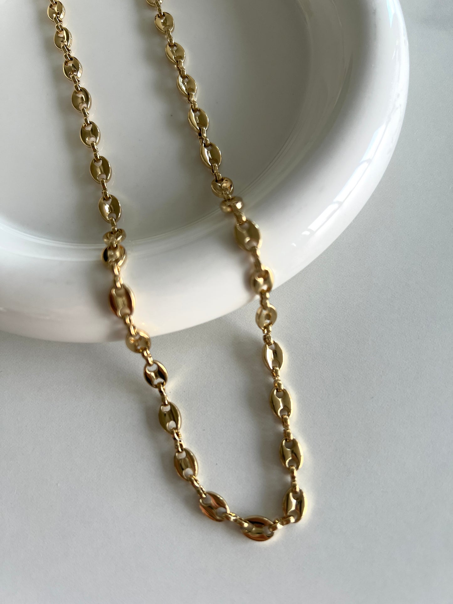 14K Coffee Bean Beaded Necklace