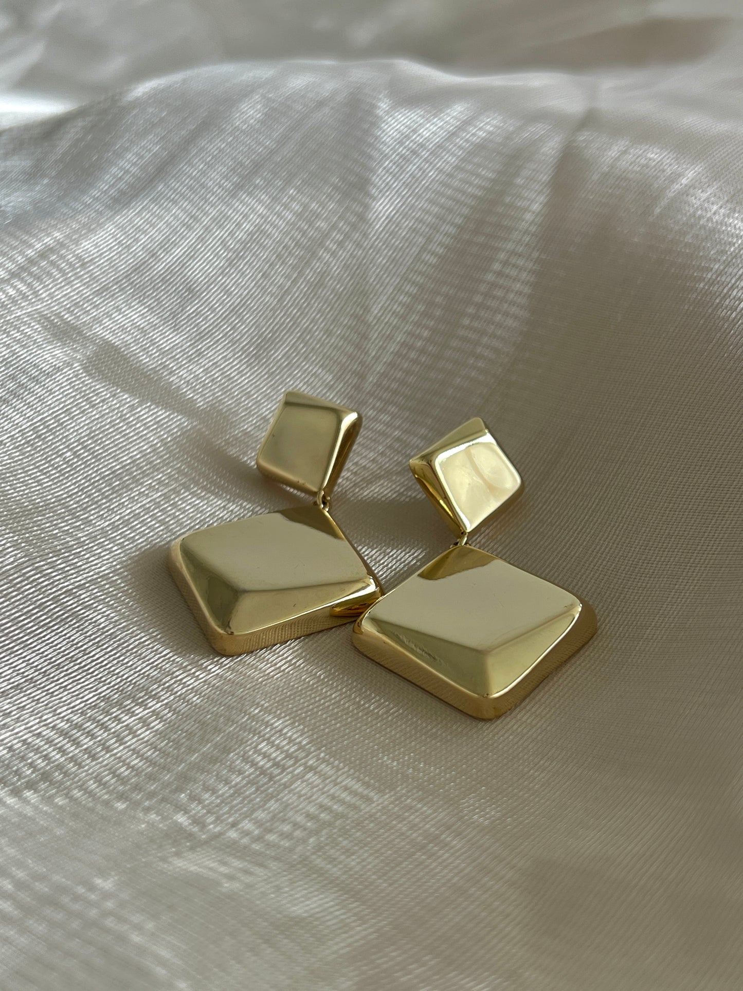 Double Square Golden Earrings