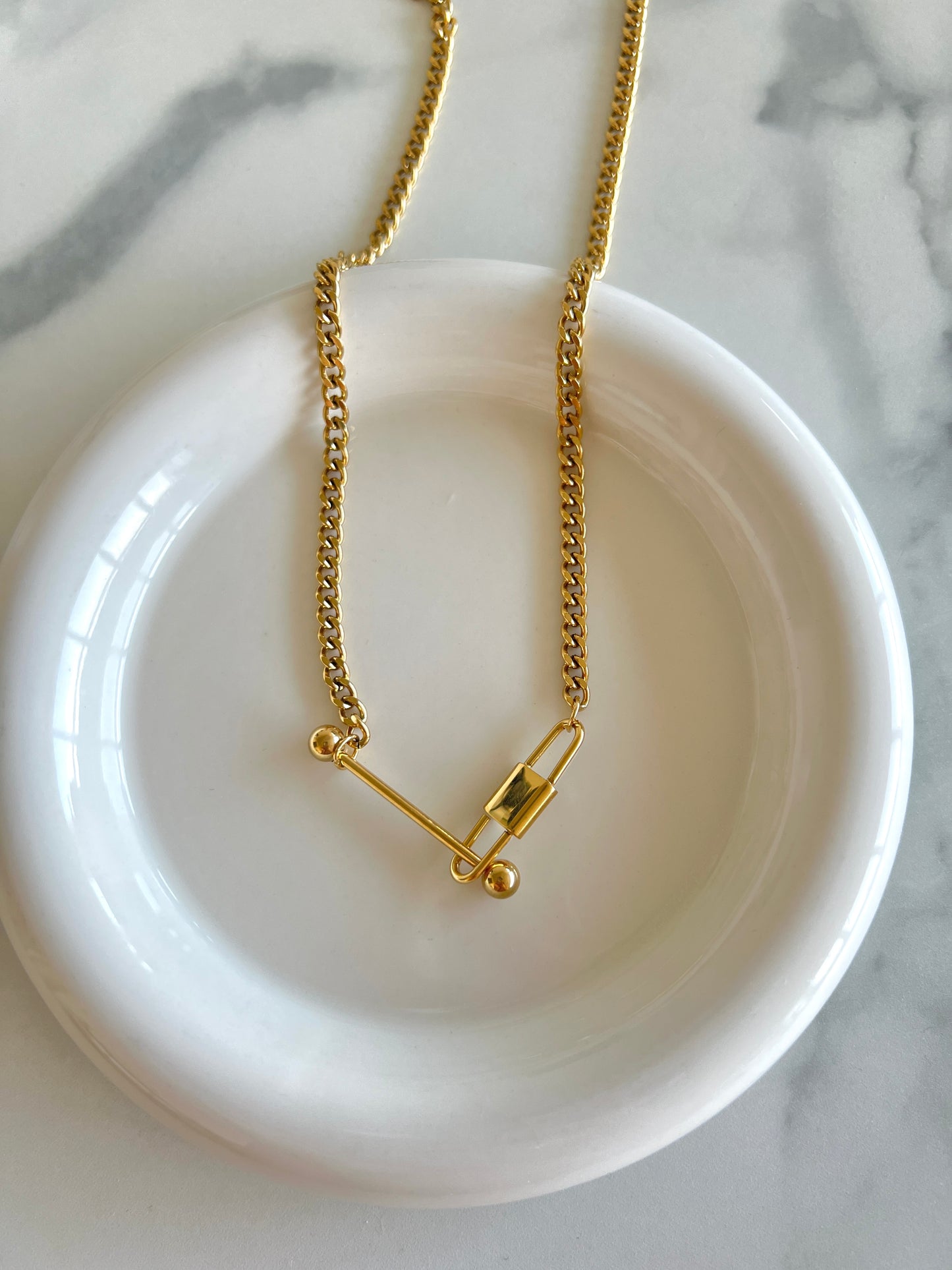 Golden Paperclip Necklace