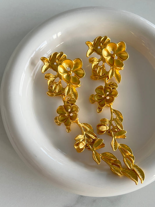 Golden Bloom Vine Earrings