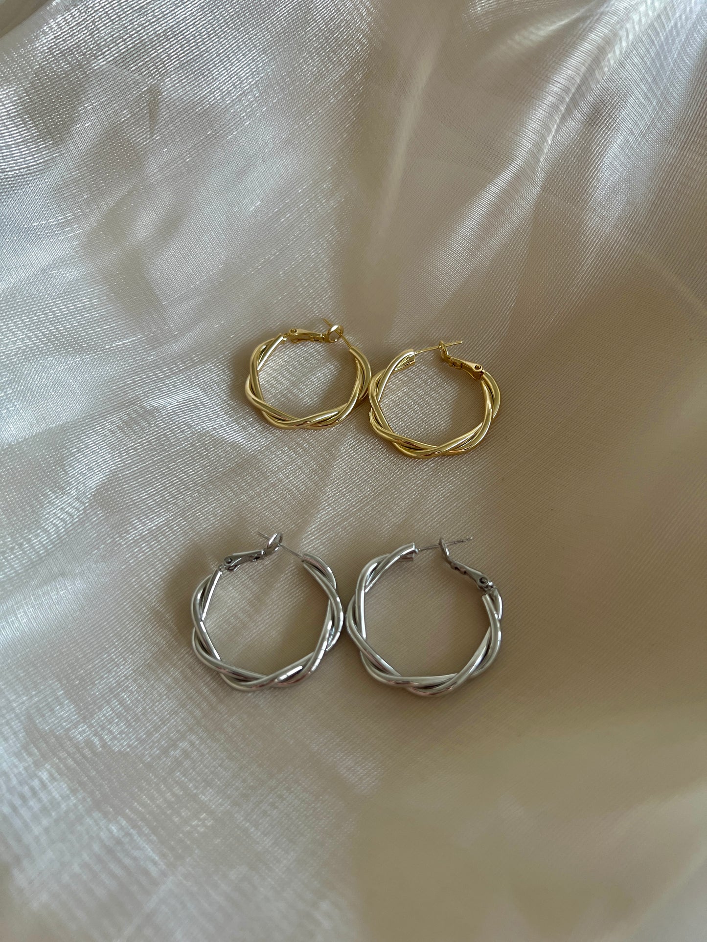 Twisted Thin Hoop Earrings