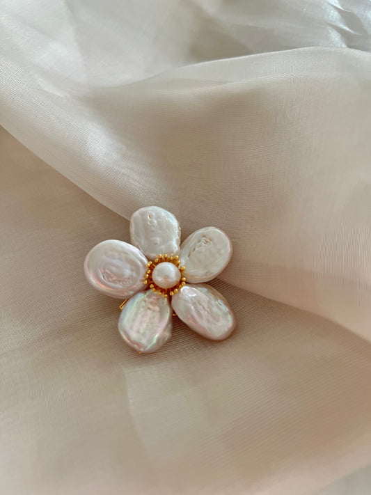 Flower Baroque Freshwater Pearl Brooch