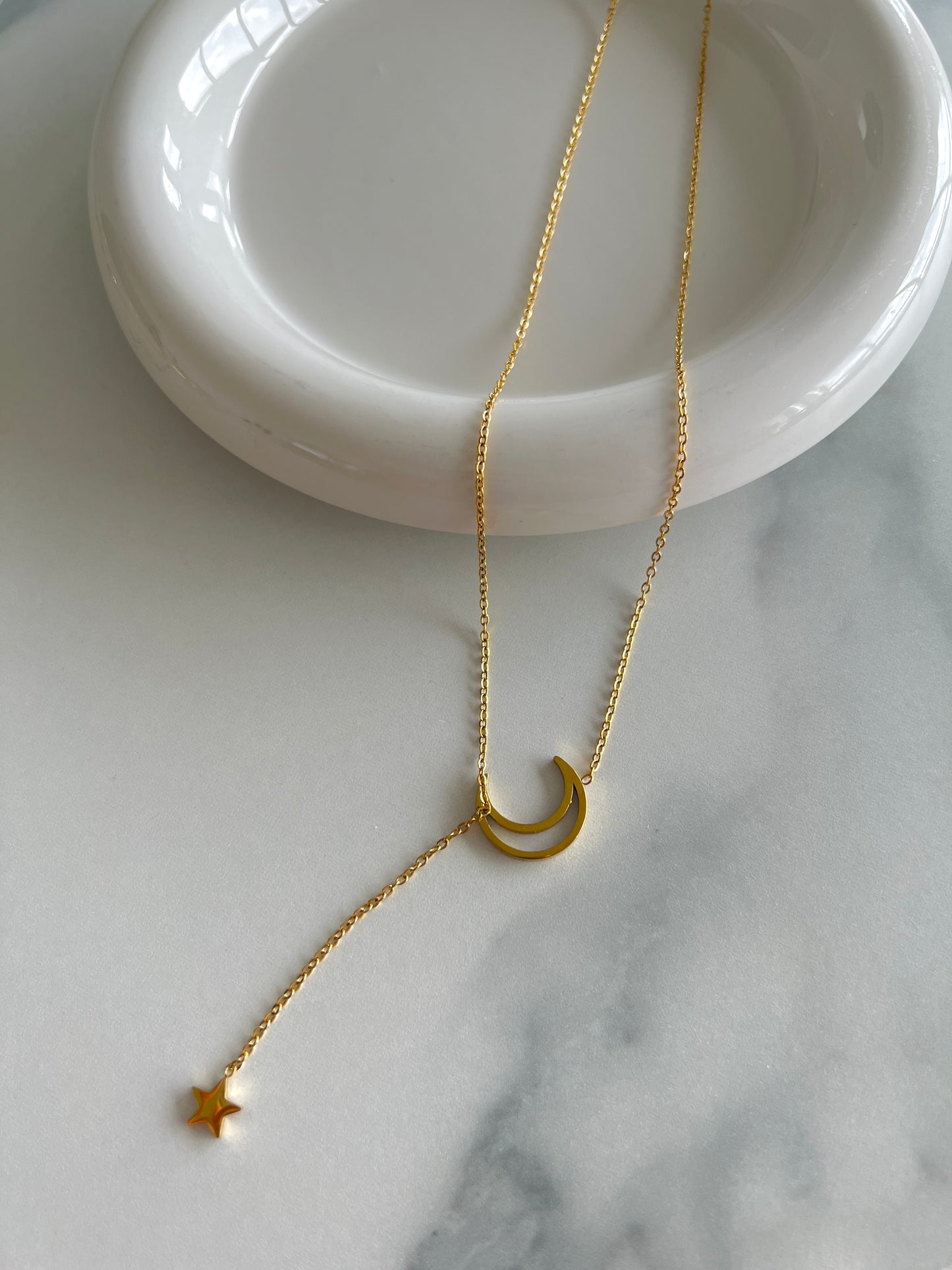 Gold Elegant Moon Star Necklace