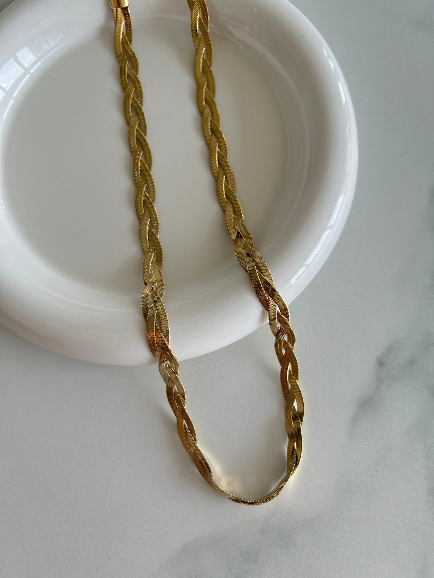 Golden Twisted Snake Bone Necklace