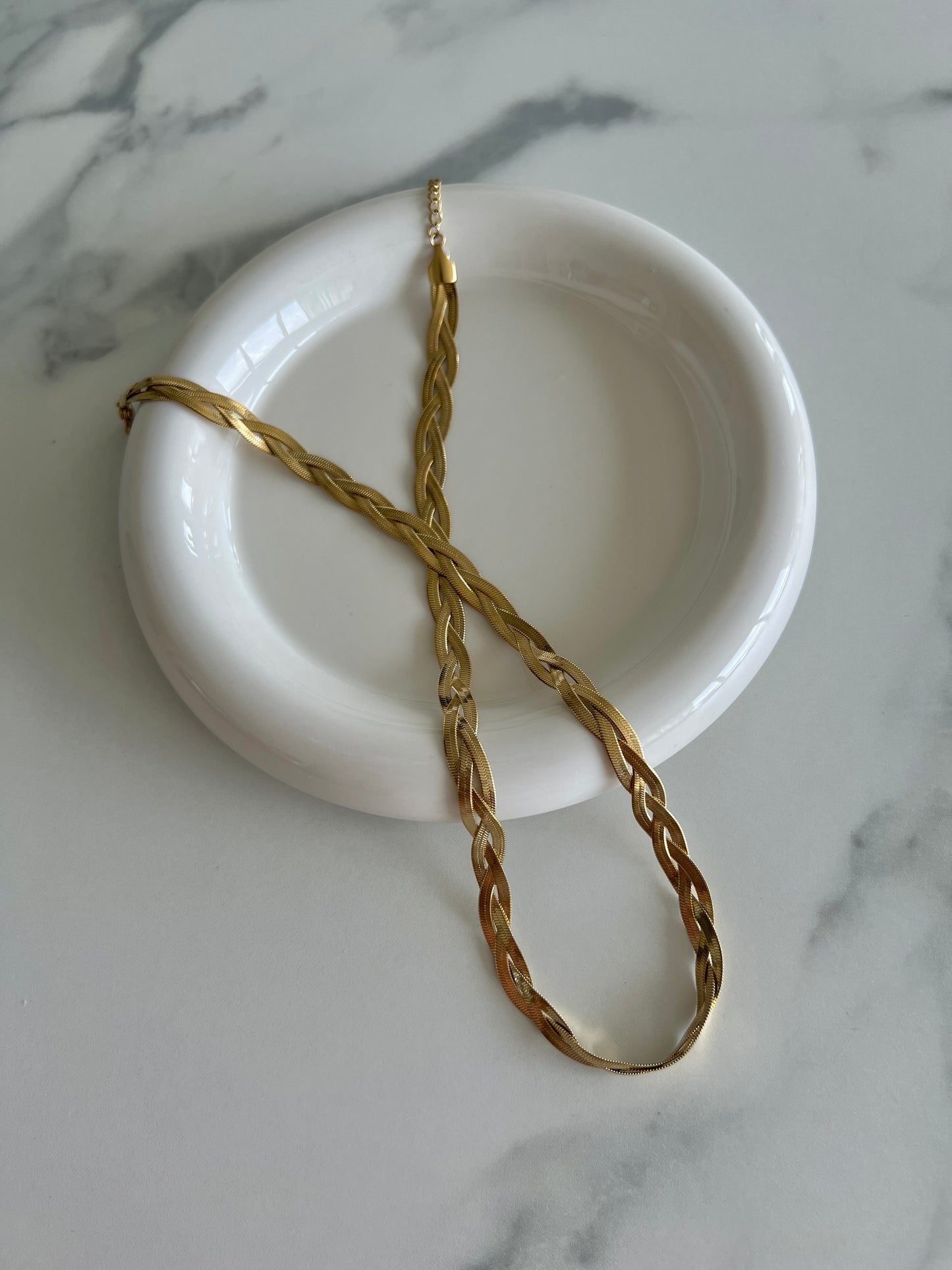 Golden Twisted Snake Bone Necklace