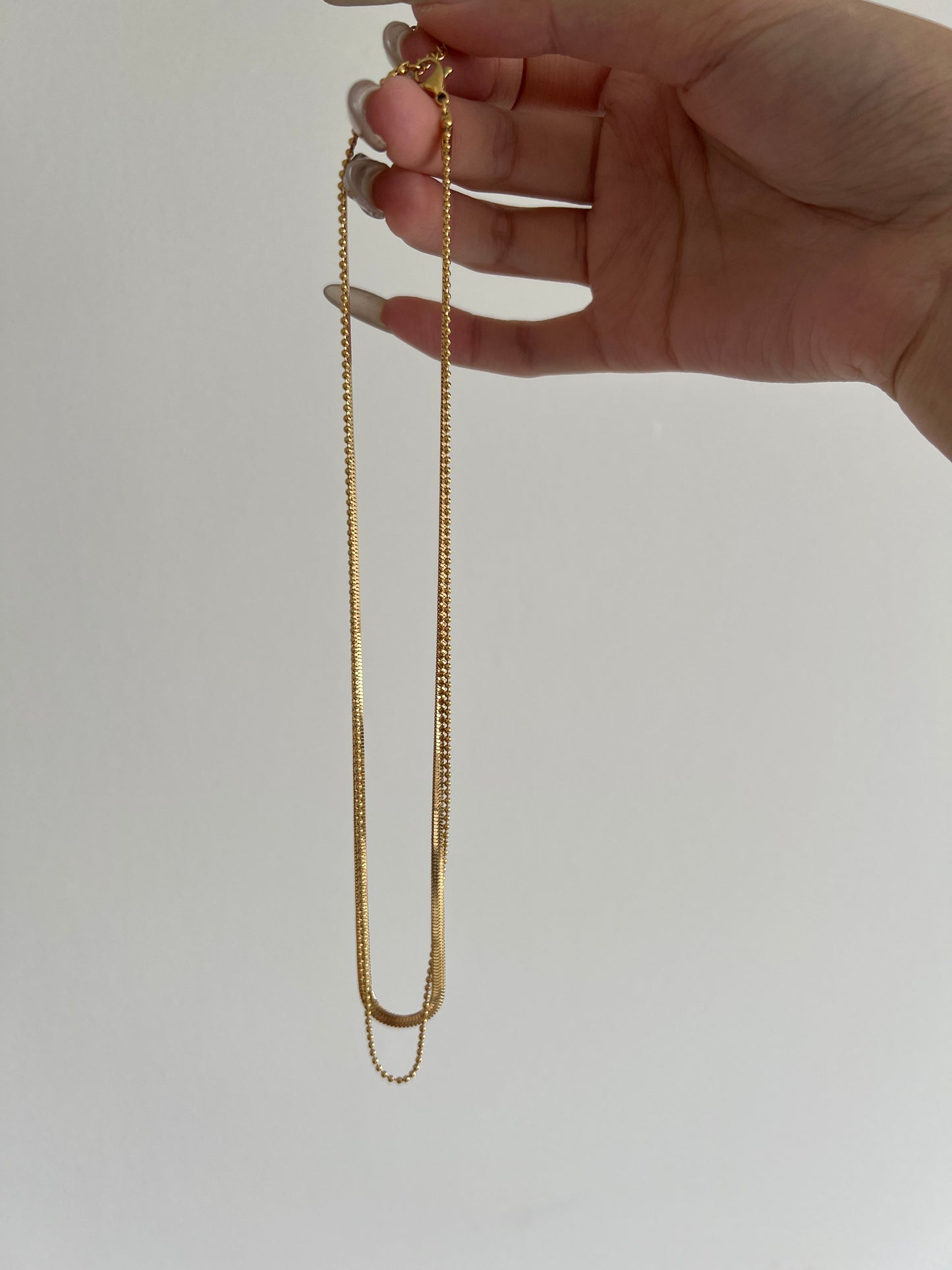 Double-chain Snake-bone golden Necklace