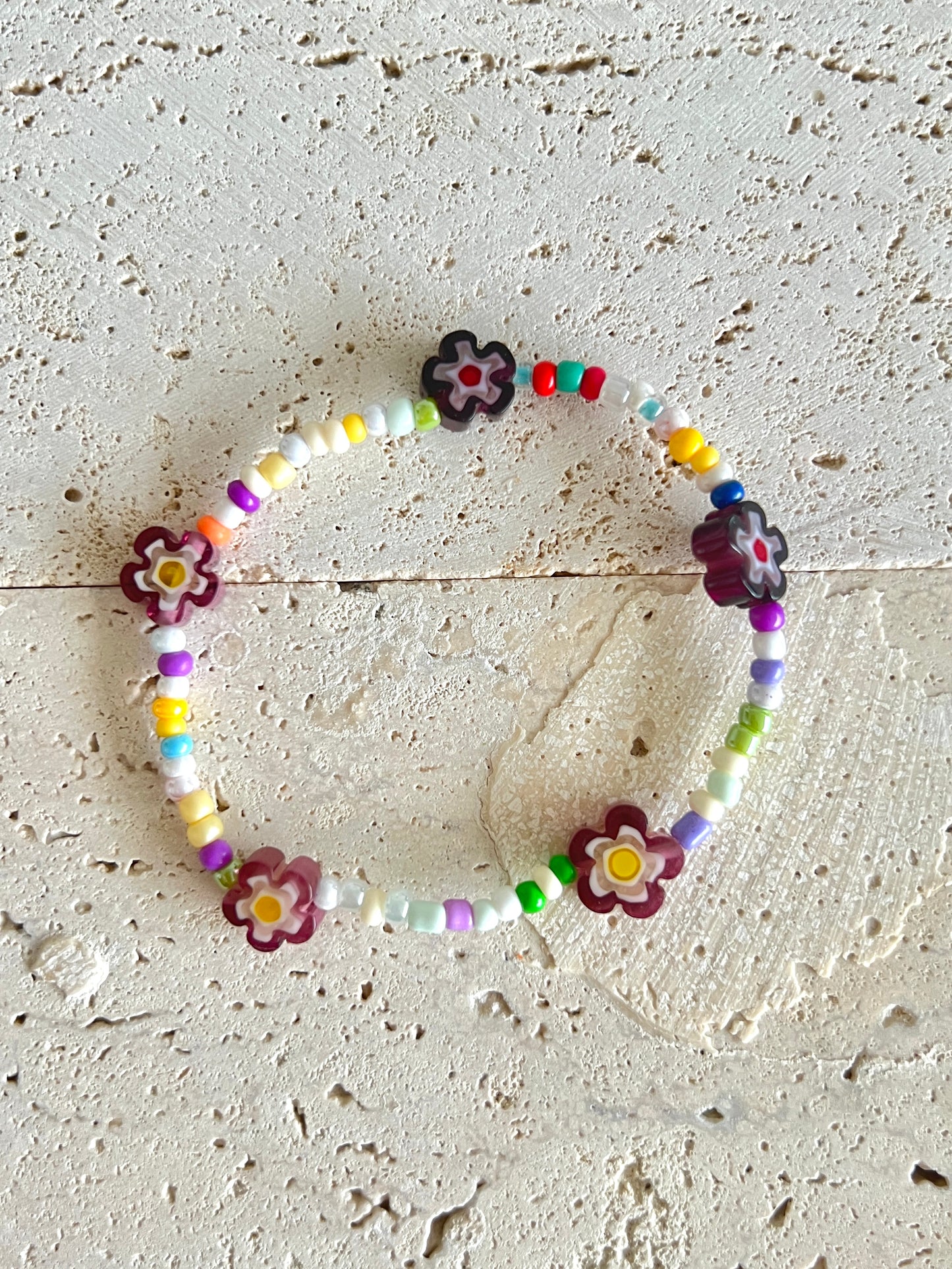 Purple Flower Colorful Bracelet