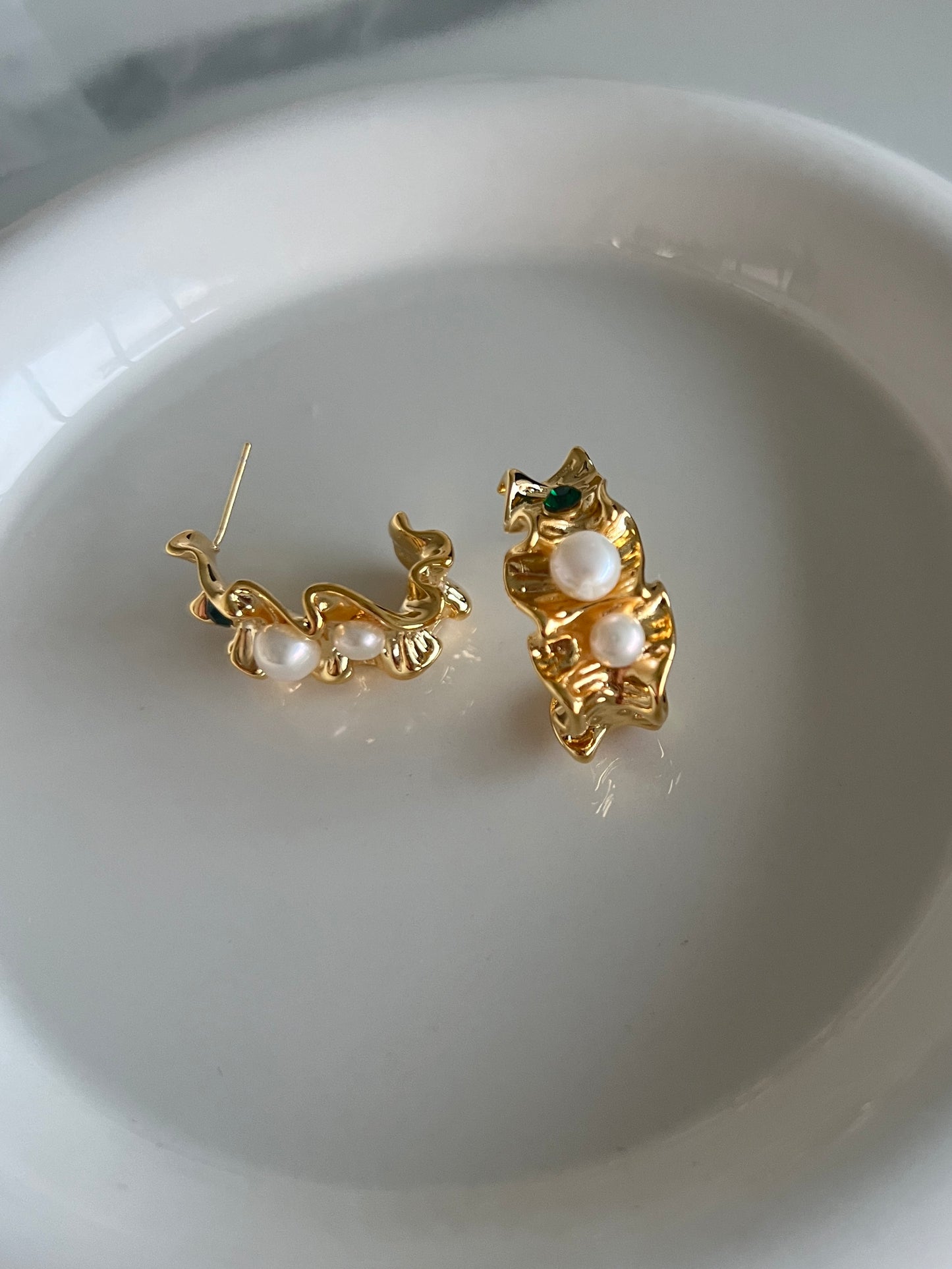 Chip Golden Freshwater Pearl Earrings