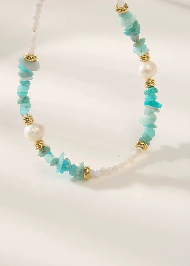 Natural Mint Green Baroque Pearl Necklace