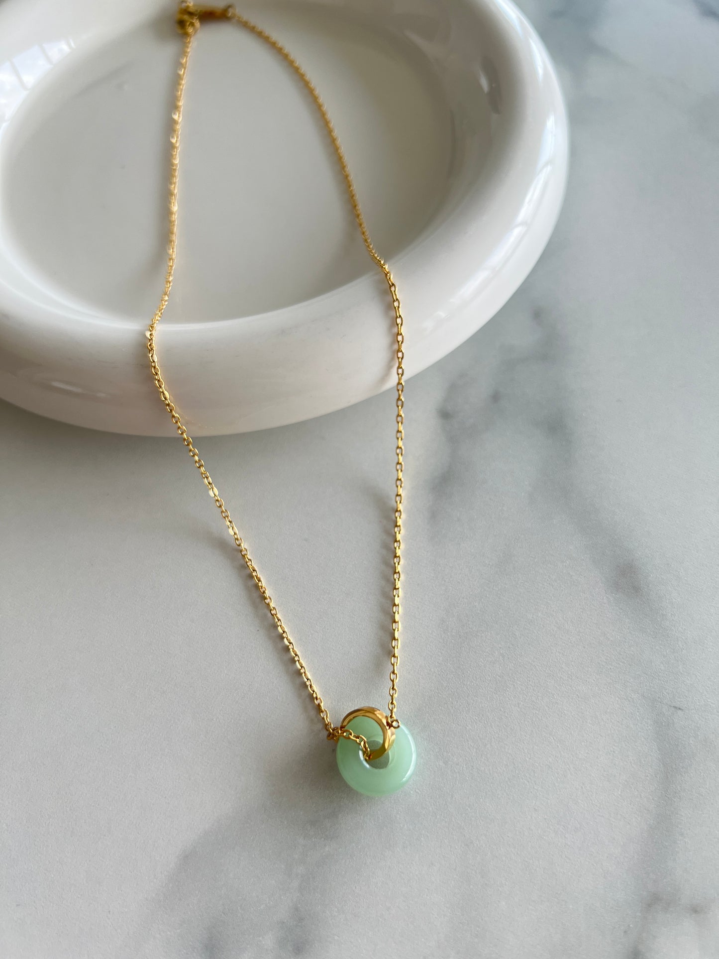 Green Jade Donut Necklace