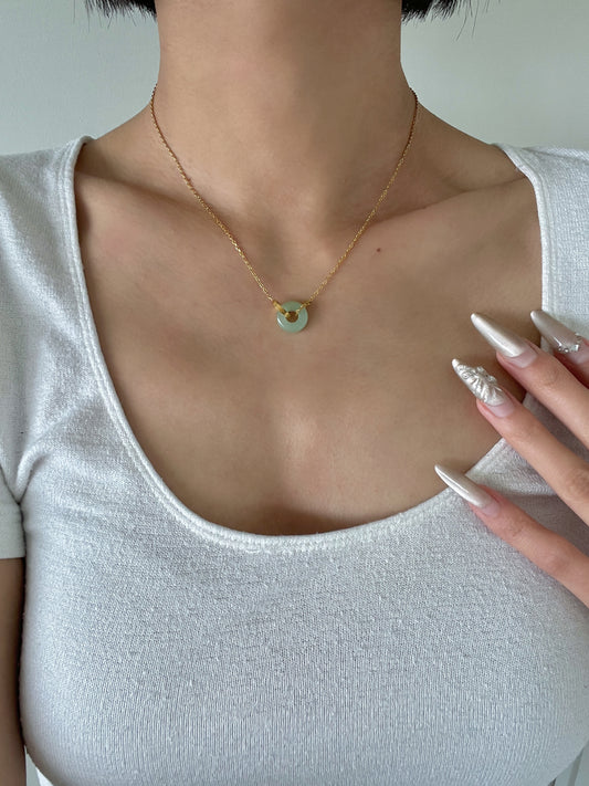 Green Jade Donut Necklace