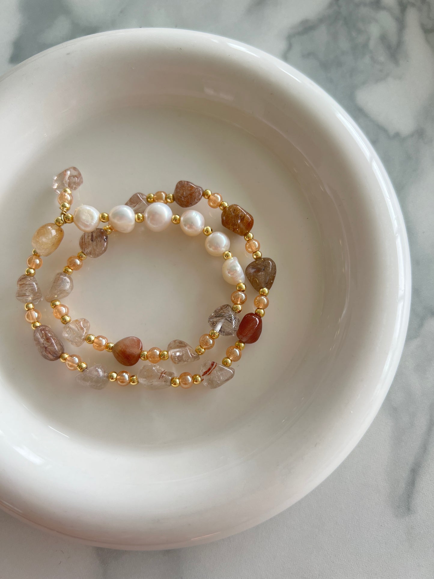 Rose Stone Pearl Bracelet