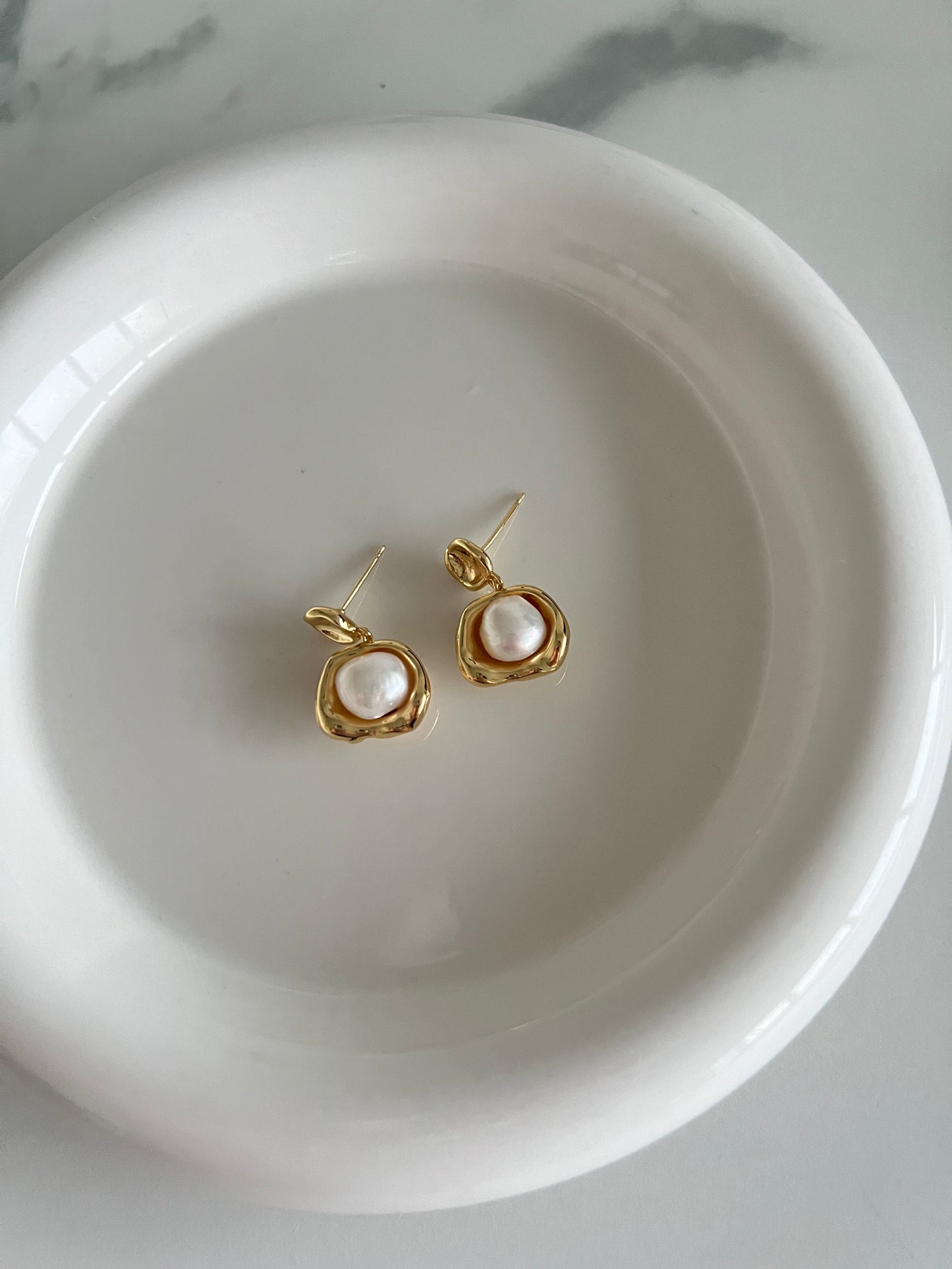 Celeste Golden Freshwater Pearl Earrings