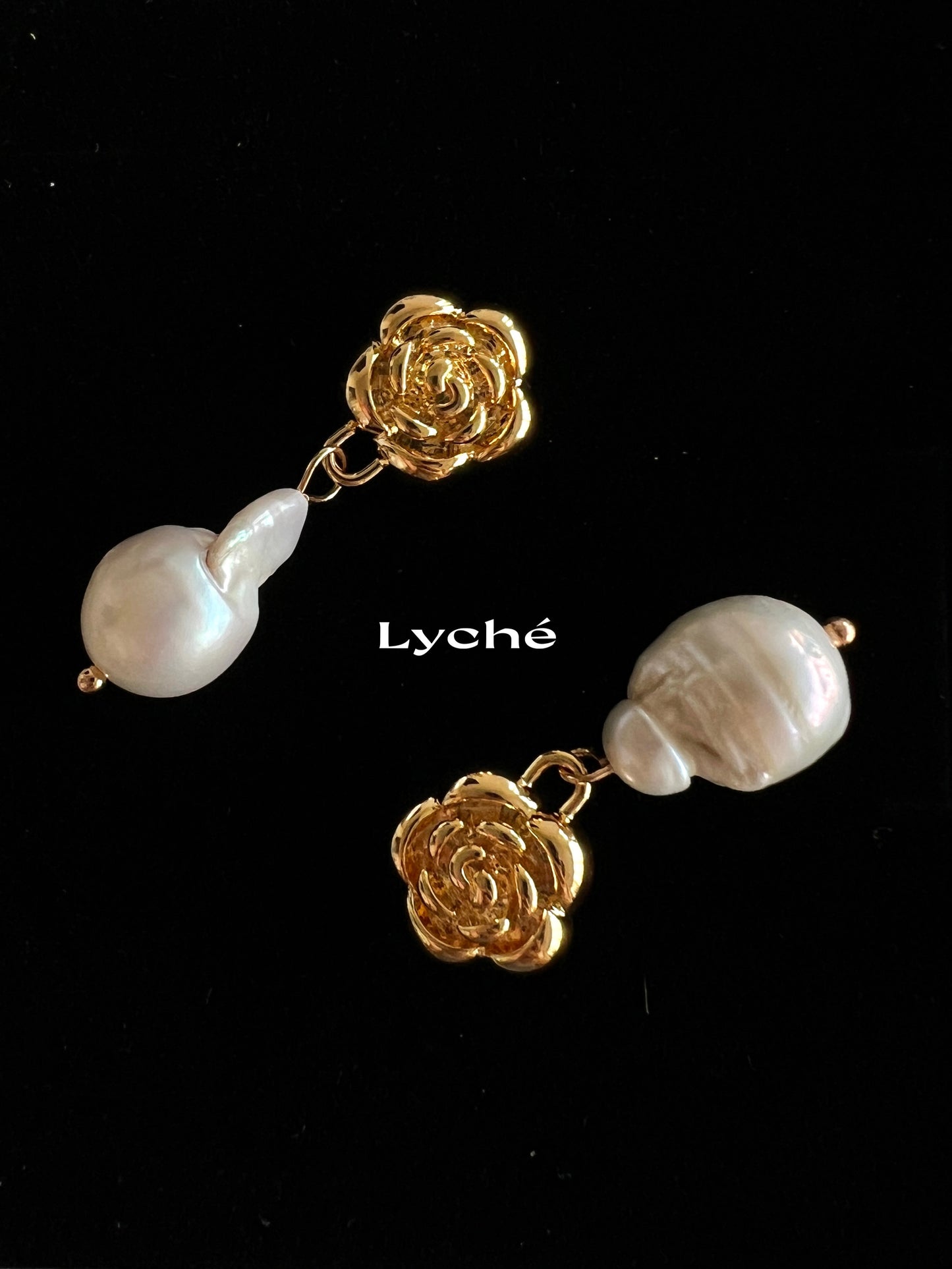 Camellia Golden Freshwater Pearl Earrings