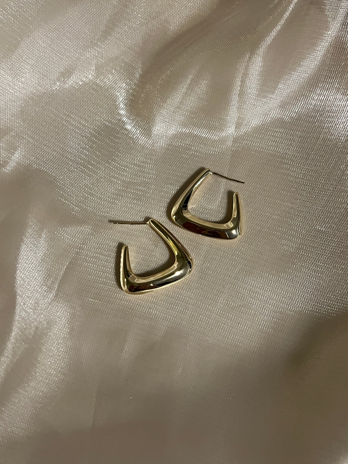 Semi-open Triangular Gold Hoops