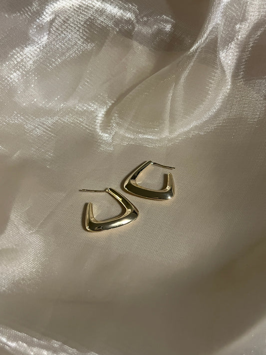 Semi-open Triangular Gold Hoops