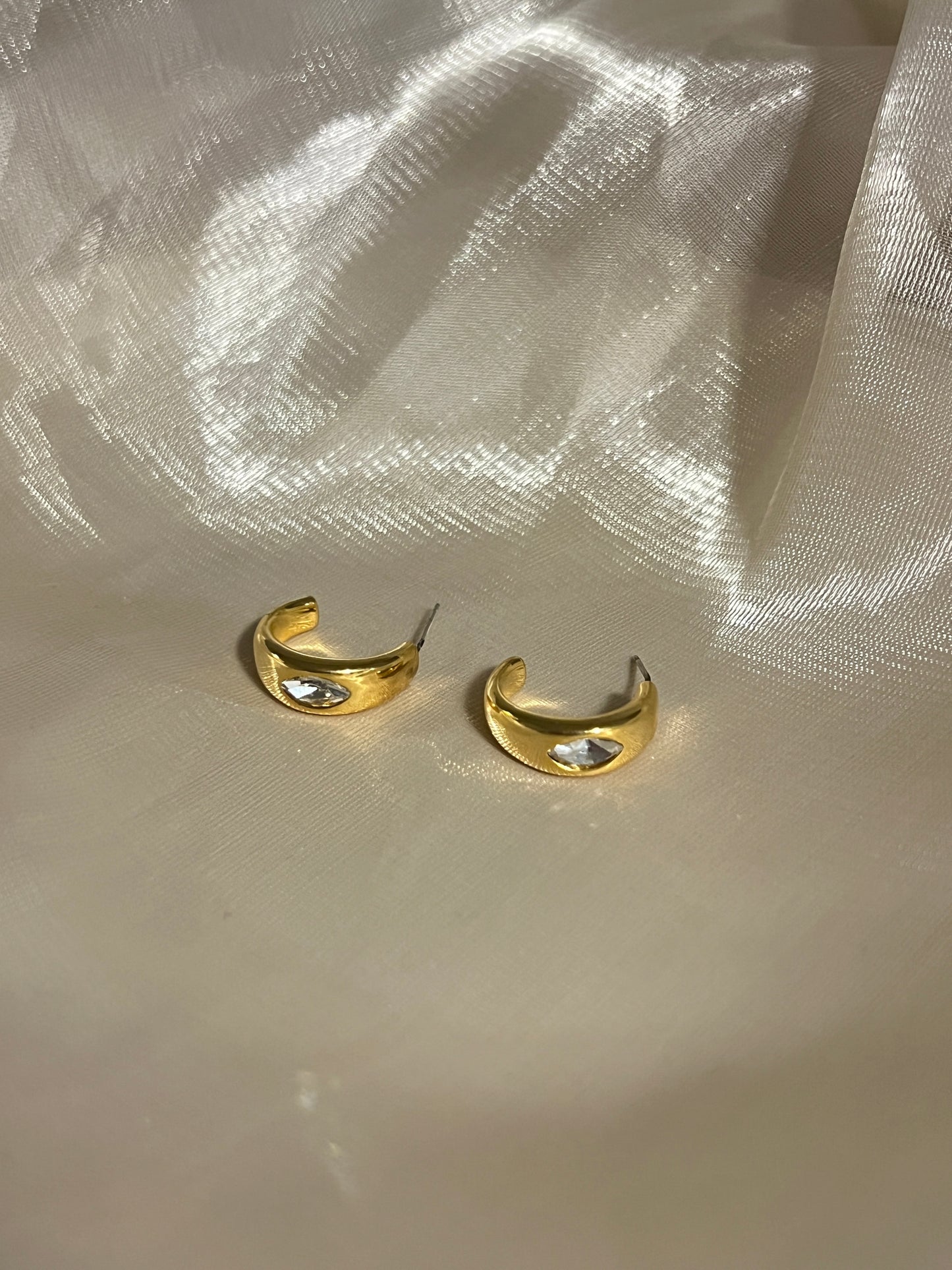 Chunky Gold Hoops with Diamonds