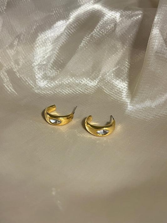 Chunky Gold Hoops with Diamonds