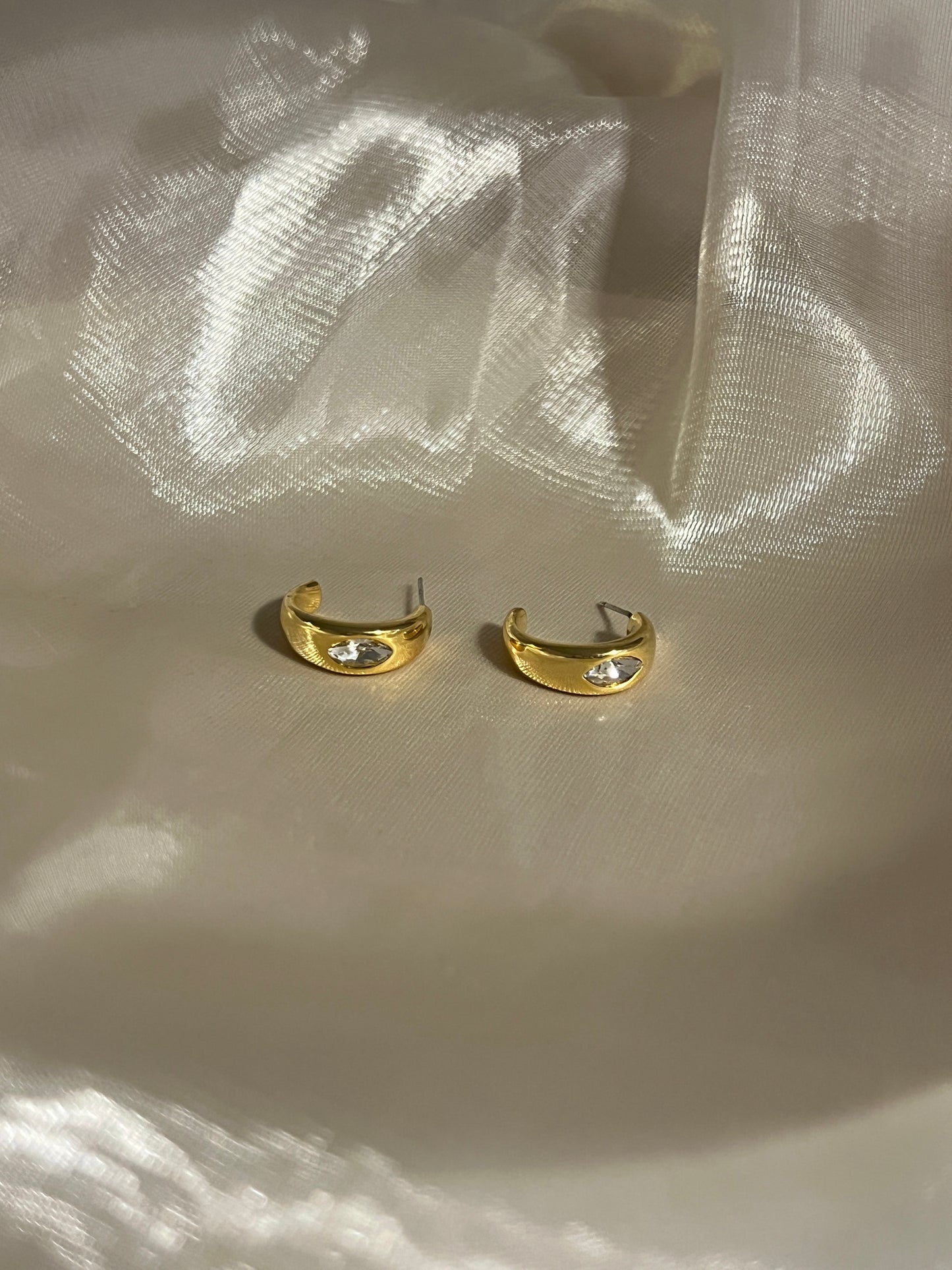 Chunky Gold Hoops with Diamonds