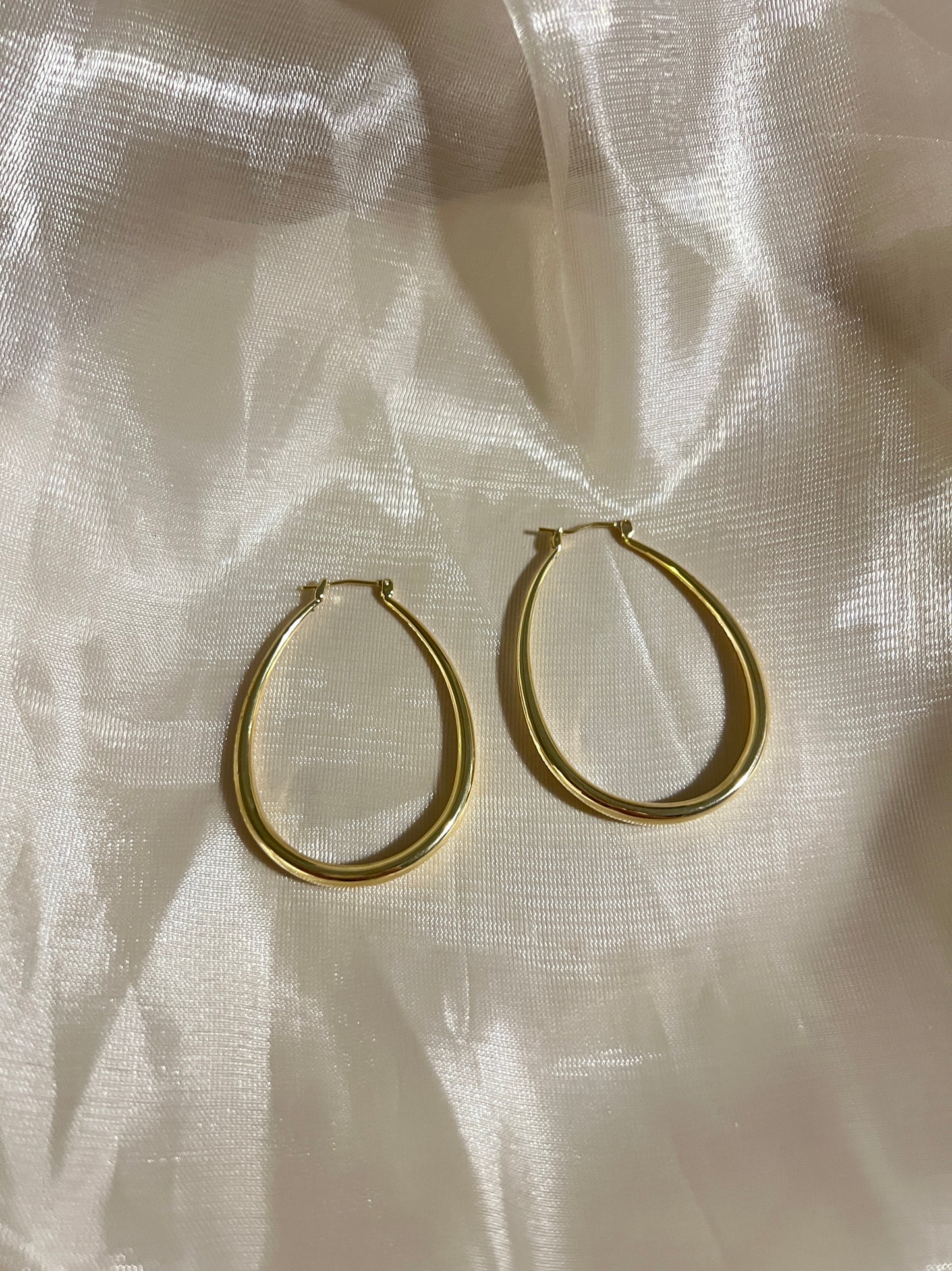 Elliptical Gold Hoops