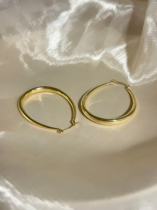 Elliptical Gold Hoops