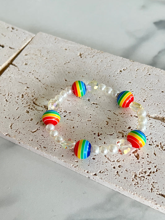 Rainbow Ball Pearl Bracelet