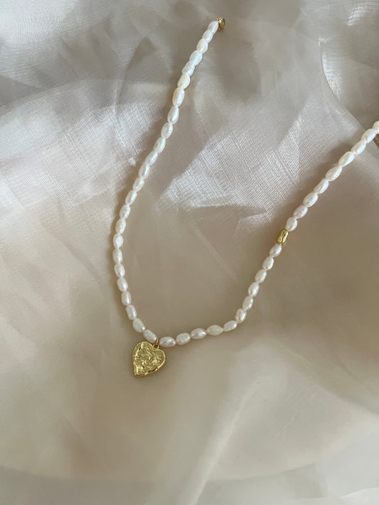 Golden Heart Freshwater Pearl Necklace