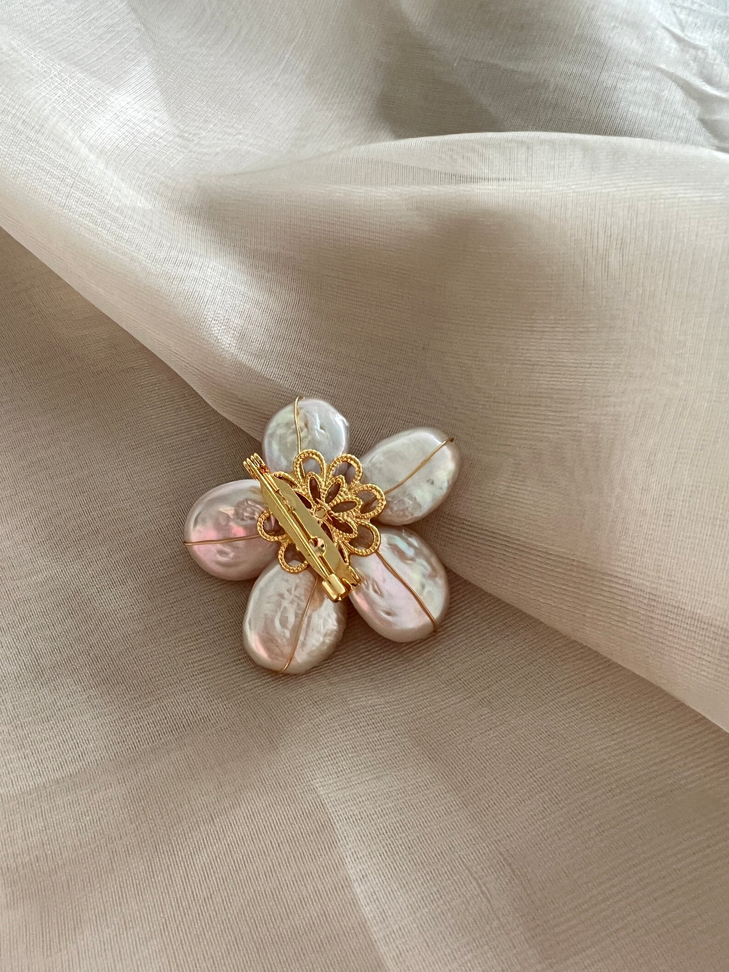 Flower Baroque Freshwater Pearl Brooch