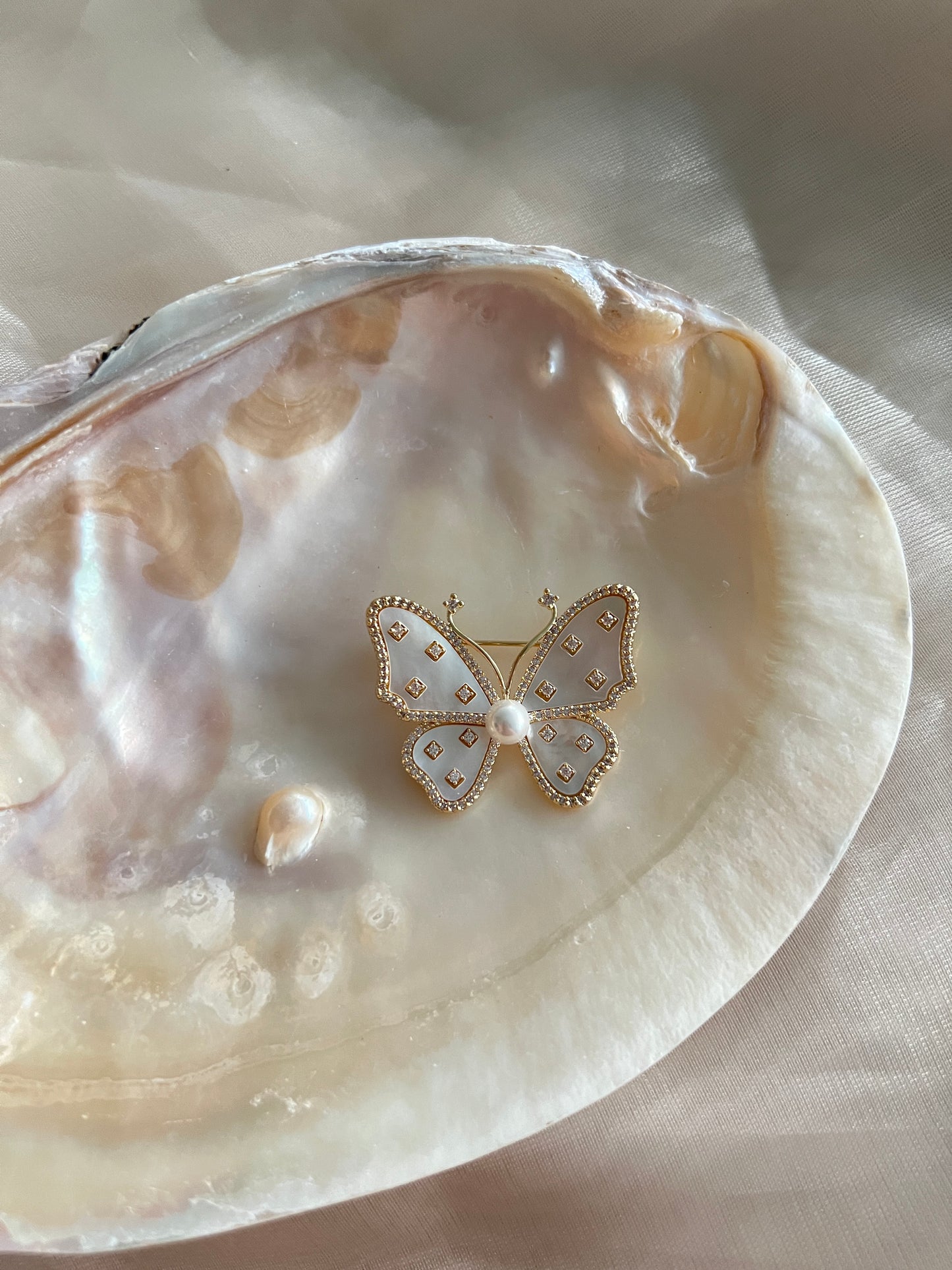 Mother of Pearl Butterfly Brooch