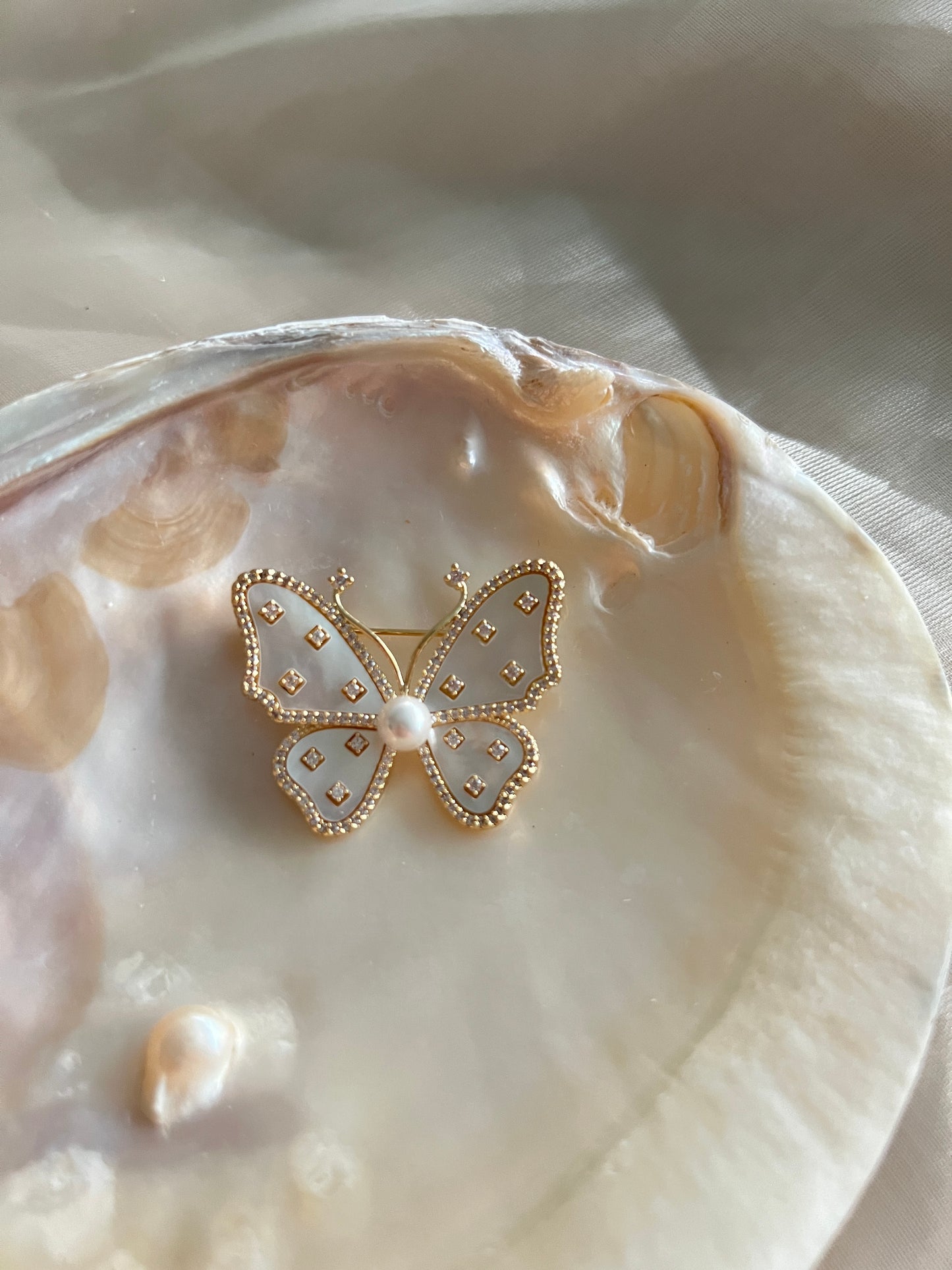 Mother of Pearl Butterfly Brooch