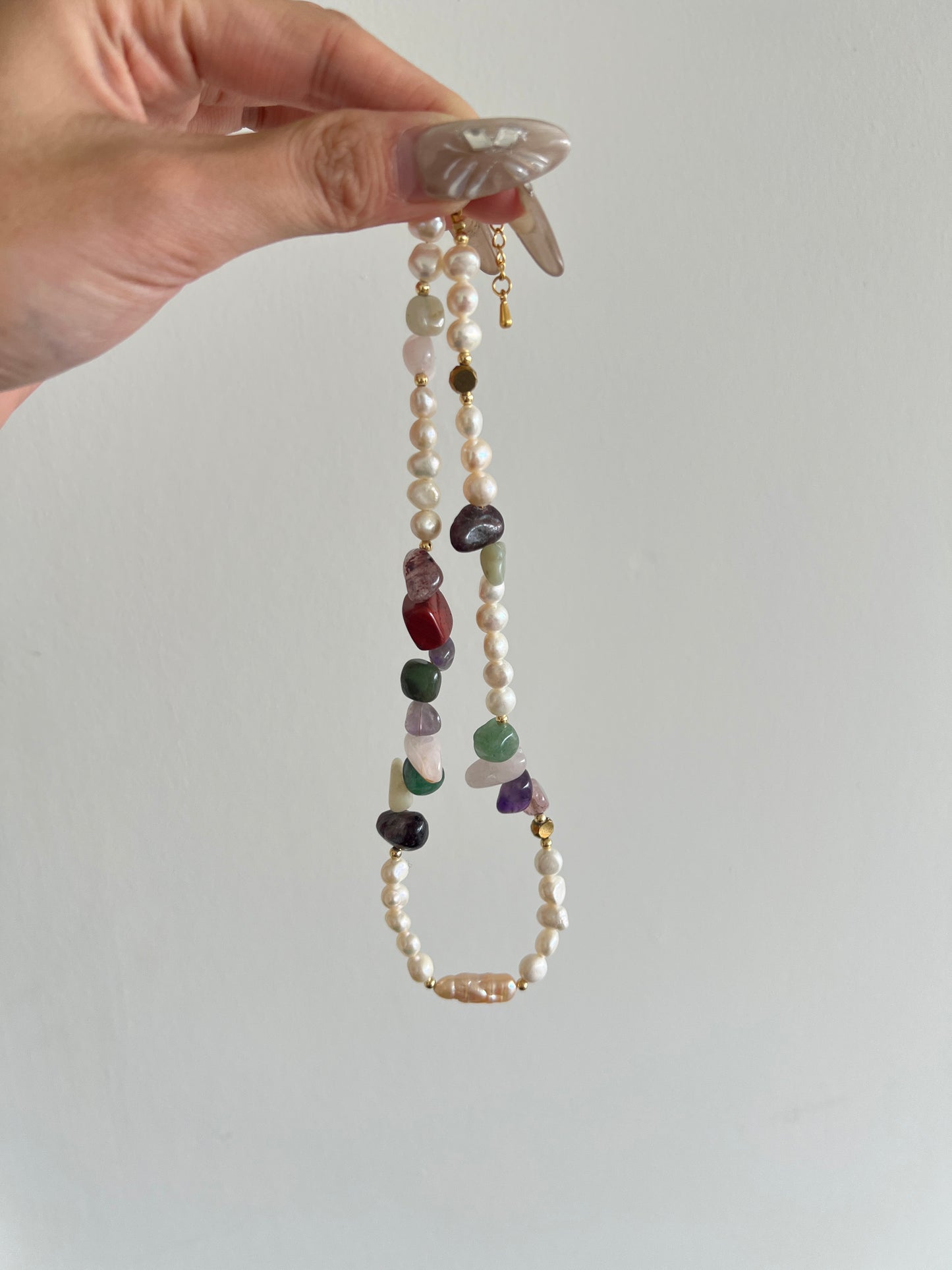 Colorful Stone Freshwater Pearl Necklace