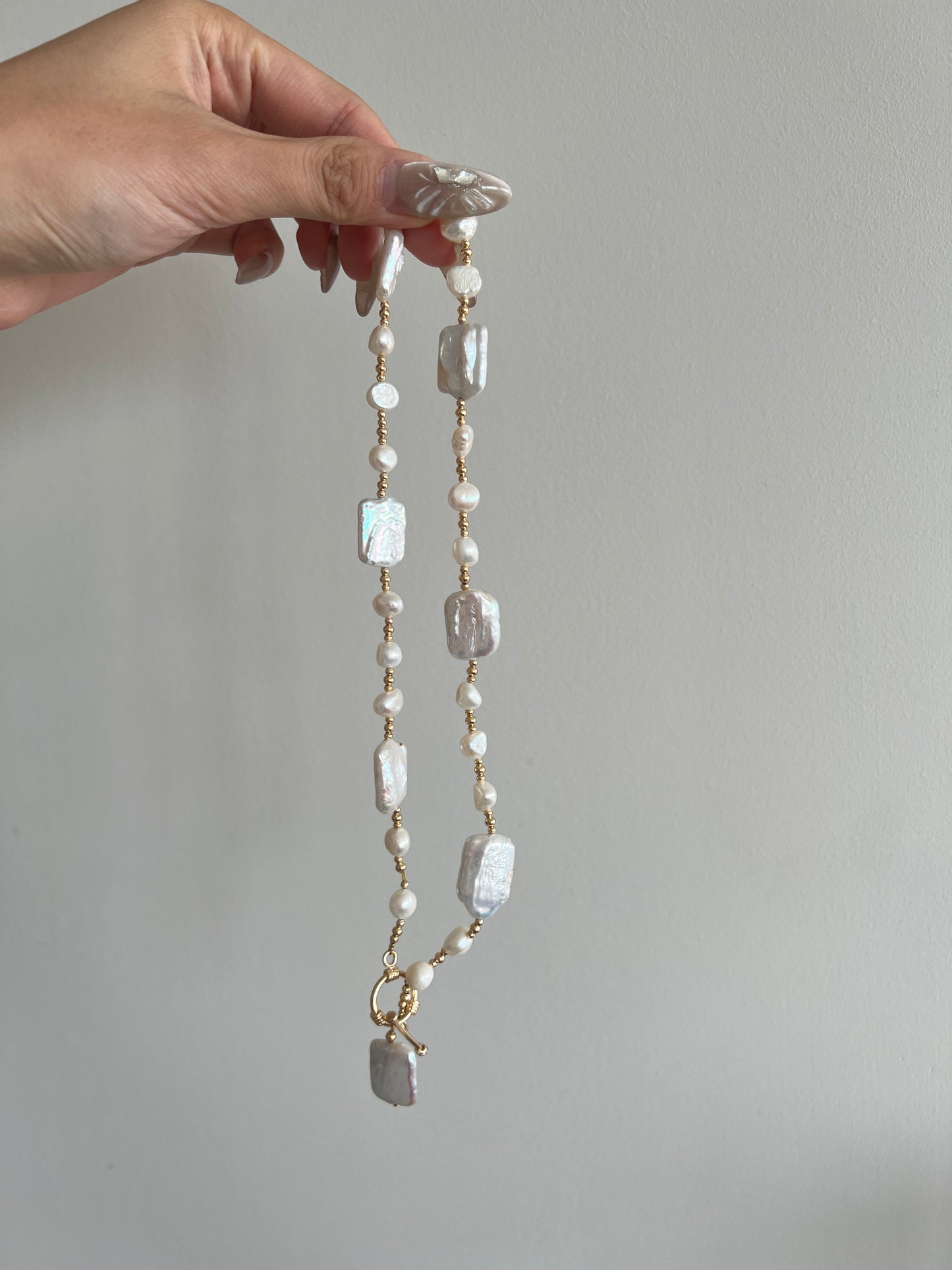 Golden Square Baroque Pearl Necklace