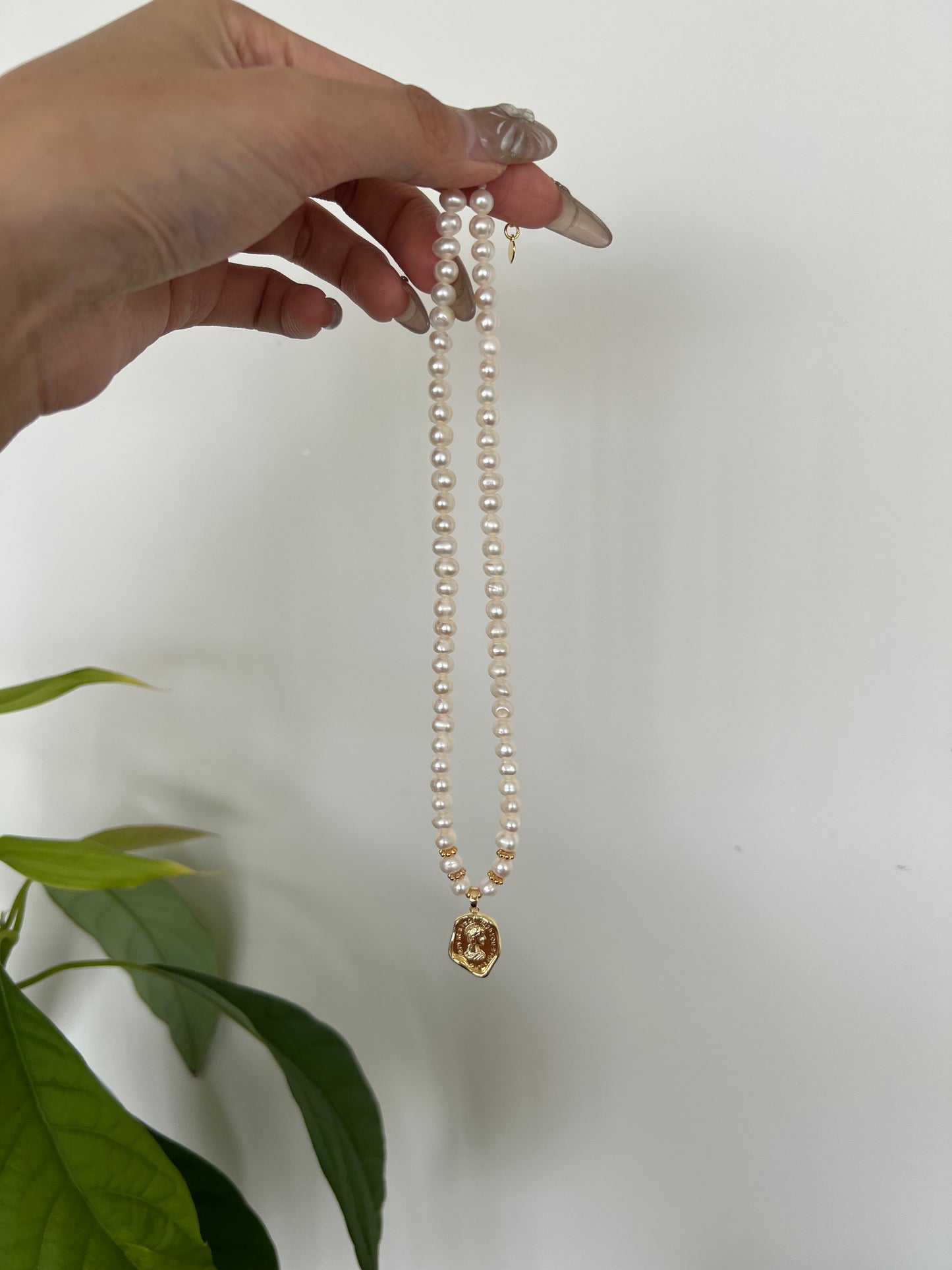 Gold Coin Freshwater Pearl Necklace