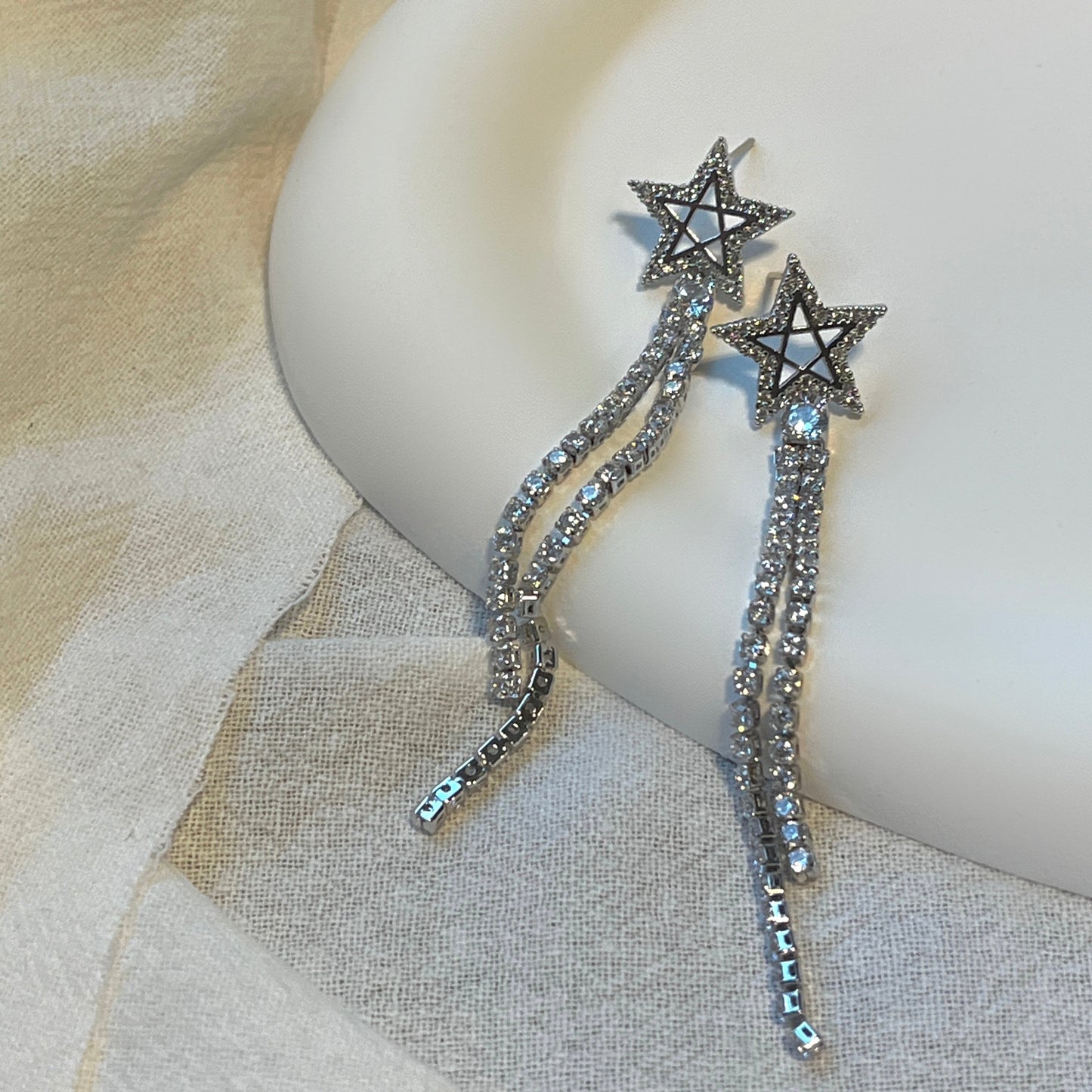 Long chain star earrings