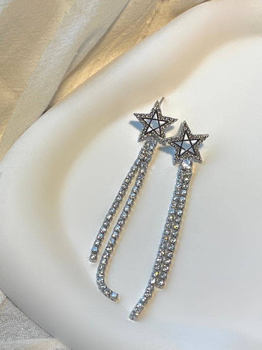 Long chain star earrings