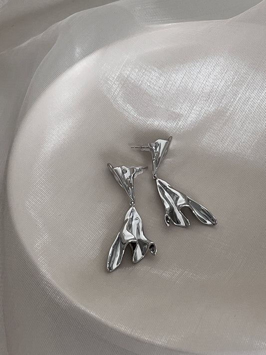 Irregular Geometric Silver Earrings