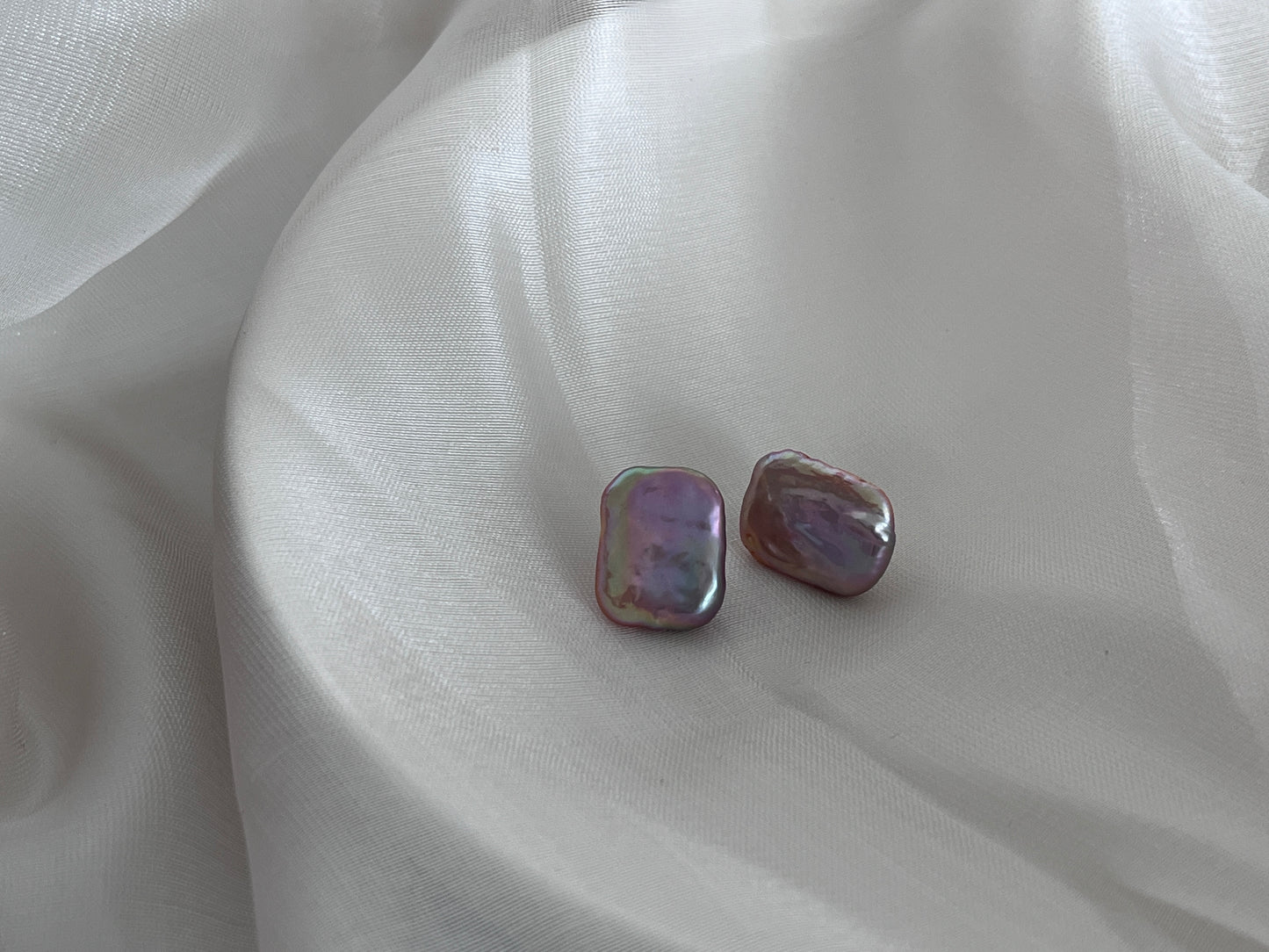 Freshwater Purple Baroque Pearl Earrings