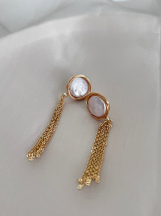 Anna pearl tassel earrings