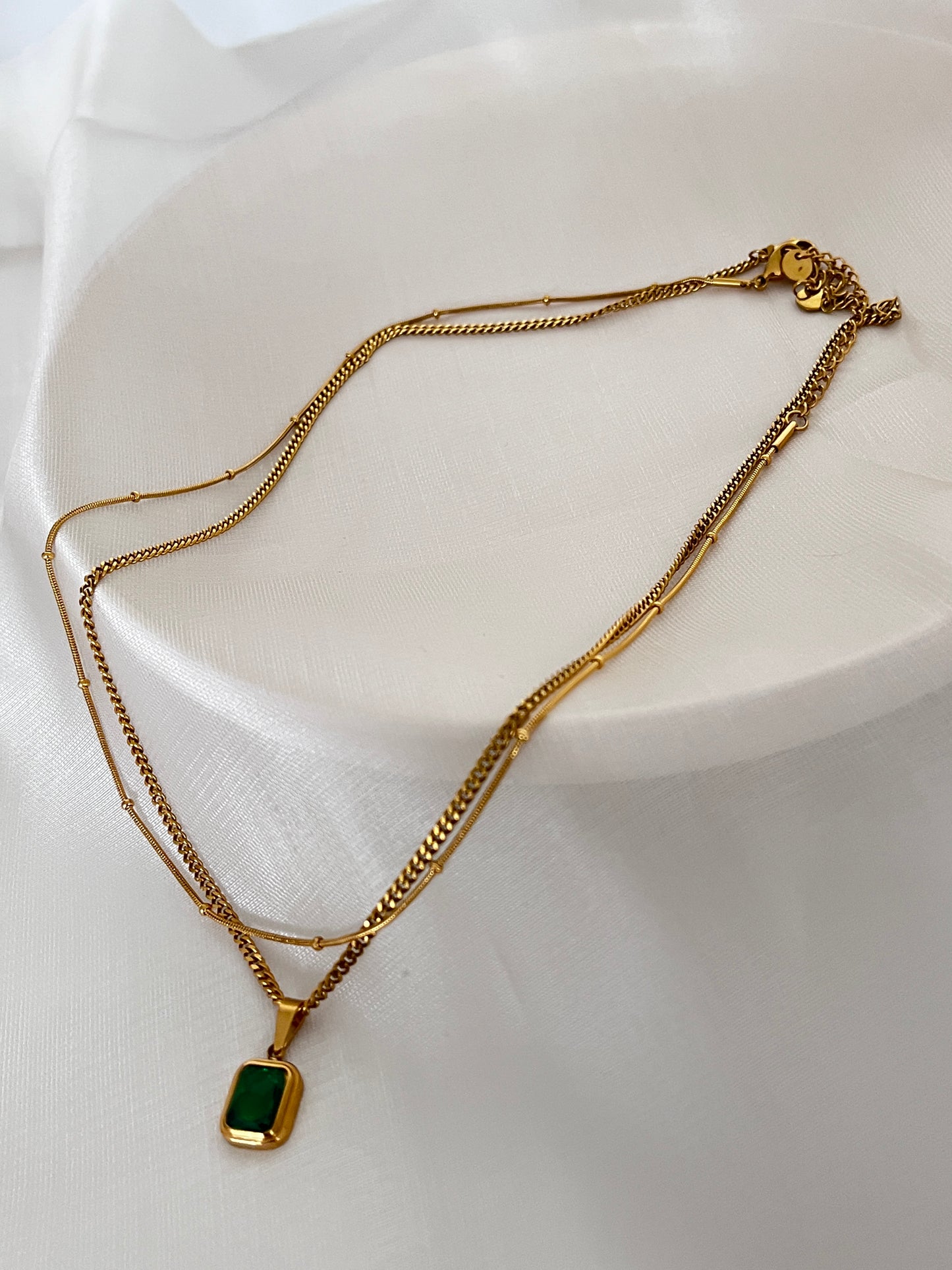 Emerald Two-layer Necklace