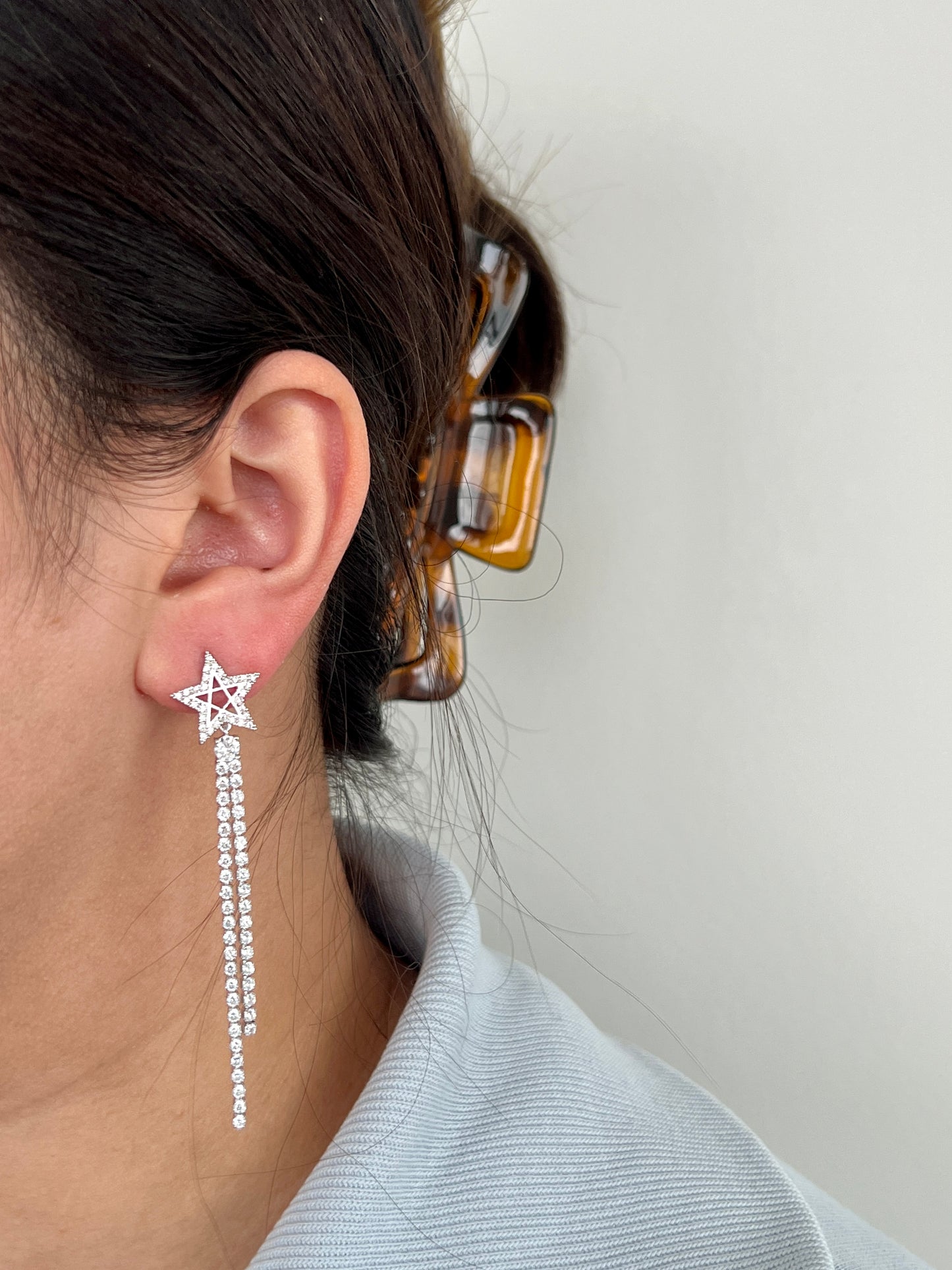 Long chain star earrings