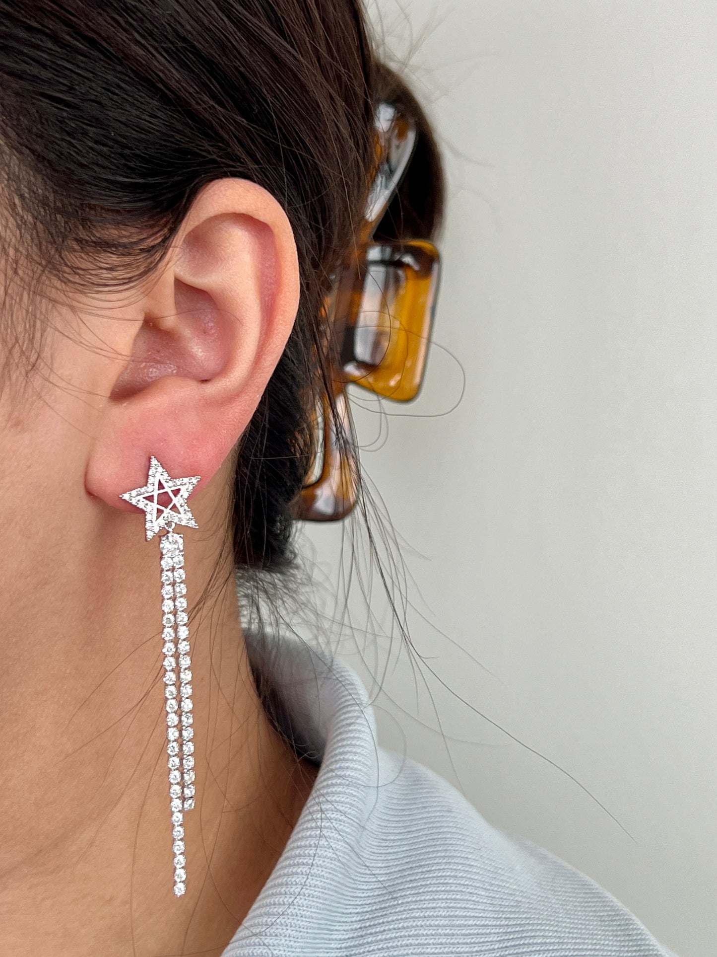 Long chain star earrings