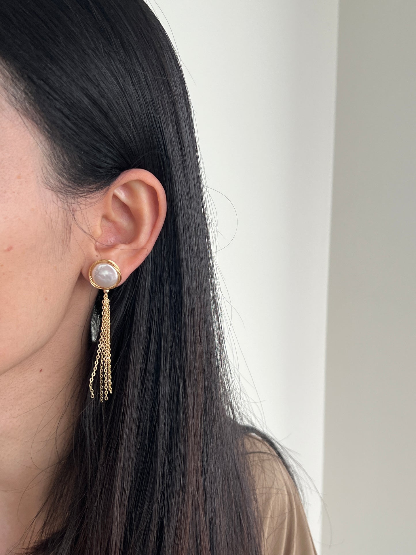 Anna pearl tassel earrings