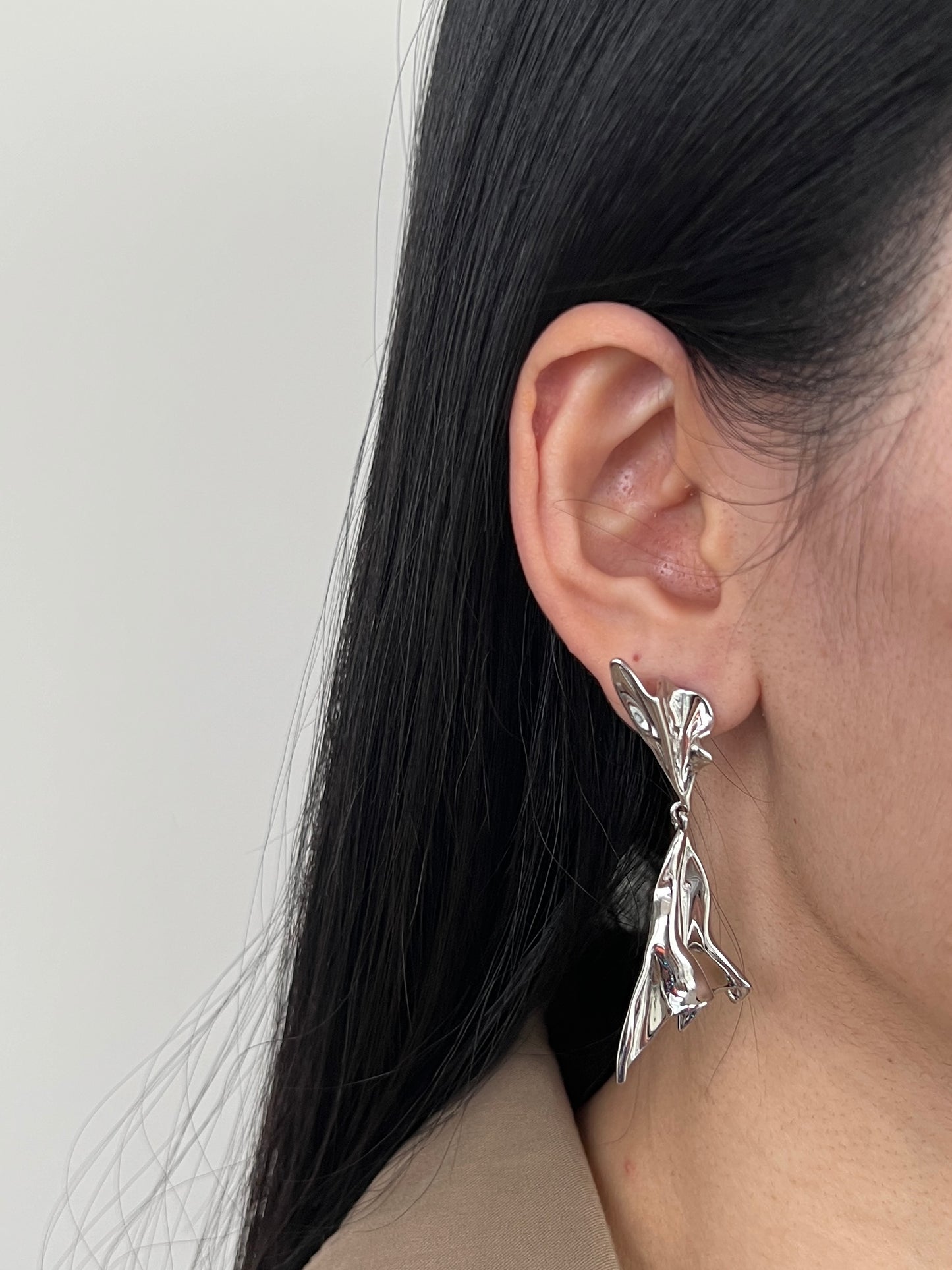 Irregular Geometric Silver Earrings